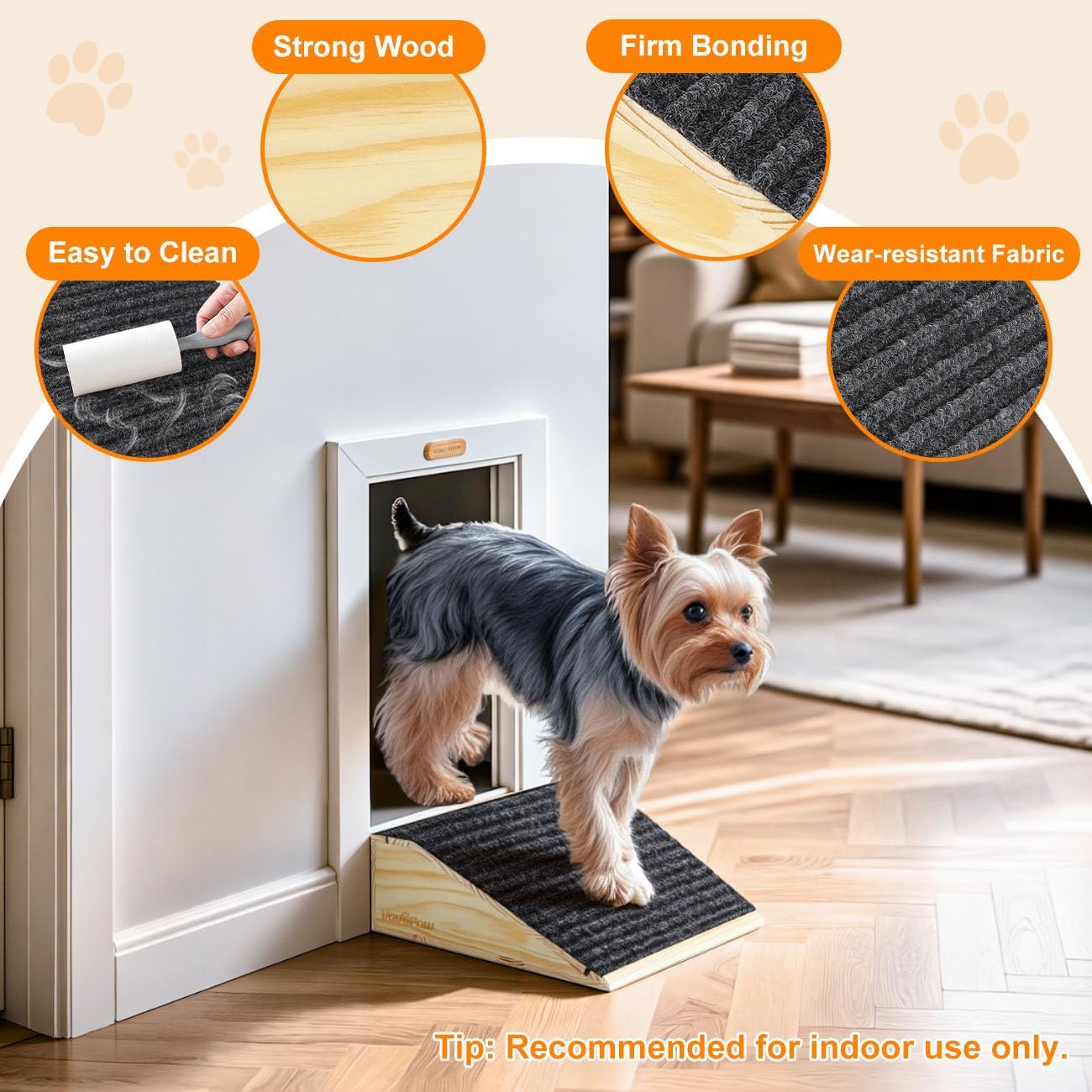 Dog Ramp for Stairs, Non-Slip Dog Stairs, Sturdy Wooden Pet Steps for Small Dogs and Cats Fits Staircase Indoor, Assist for Injured and Older Pets(4 Pack/S, Light Wood)