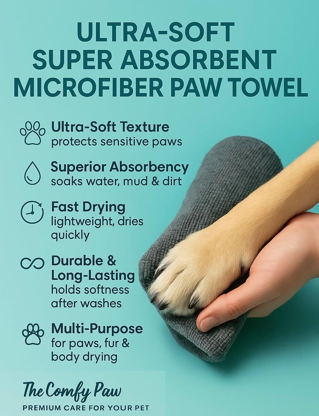 Dog Paw Balm & Moisturizer - with Gentle Extra Soft Microfiber Paw Pad Towel – Scent-Free, Lick-Safe Natural Repair Healer for Cracked Paws and Nose - Made in USA │ Year-Round Pad Protection