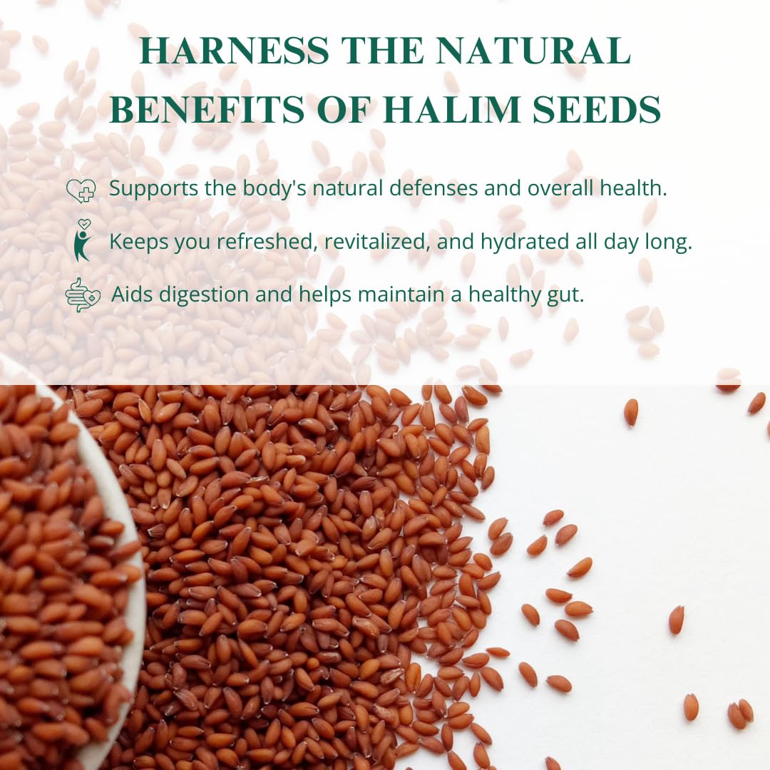 Nutriwish Natural Halim Seeds | 17.6 oz (500 g) | Pure & Natural Garden Cress | Safe & Beneficial Aliv Seeds | Halim Aliv Garden Cress Seeds for Eating | No Additives | High Protein Snack |