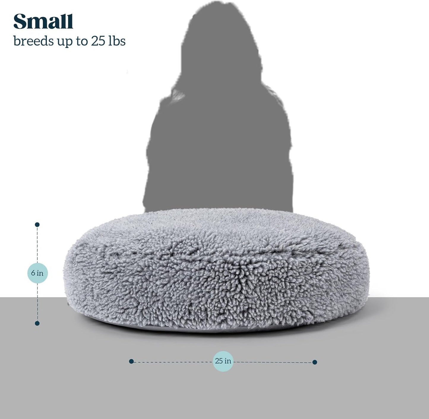 Stoutwool Indestructible Dog Bed - Round Chew Proof Dog Bed - Fluffy Pillow Bed for Aggressive Chewers - Durable - Washable - Ideal for Small Dog Breeds - 25", Charcoal