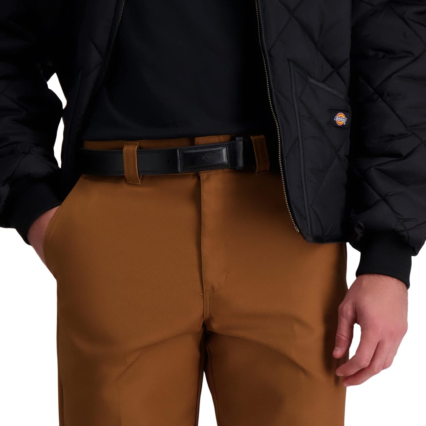Dickies Men's Leather Mechanic No-Scratch Work Belt - Buckleless, Snap-On Belt