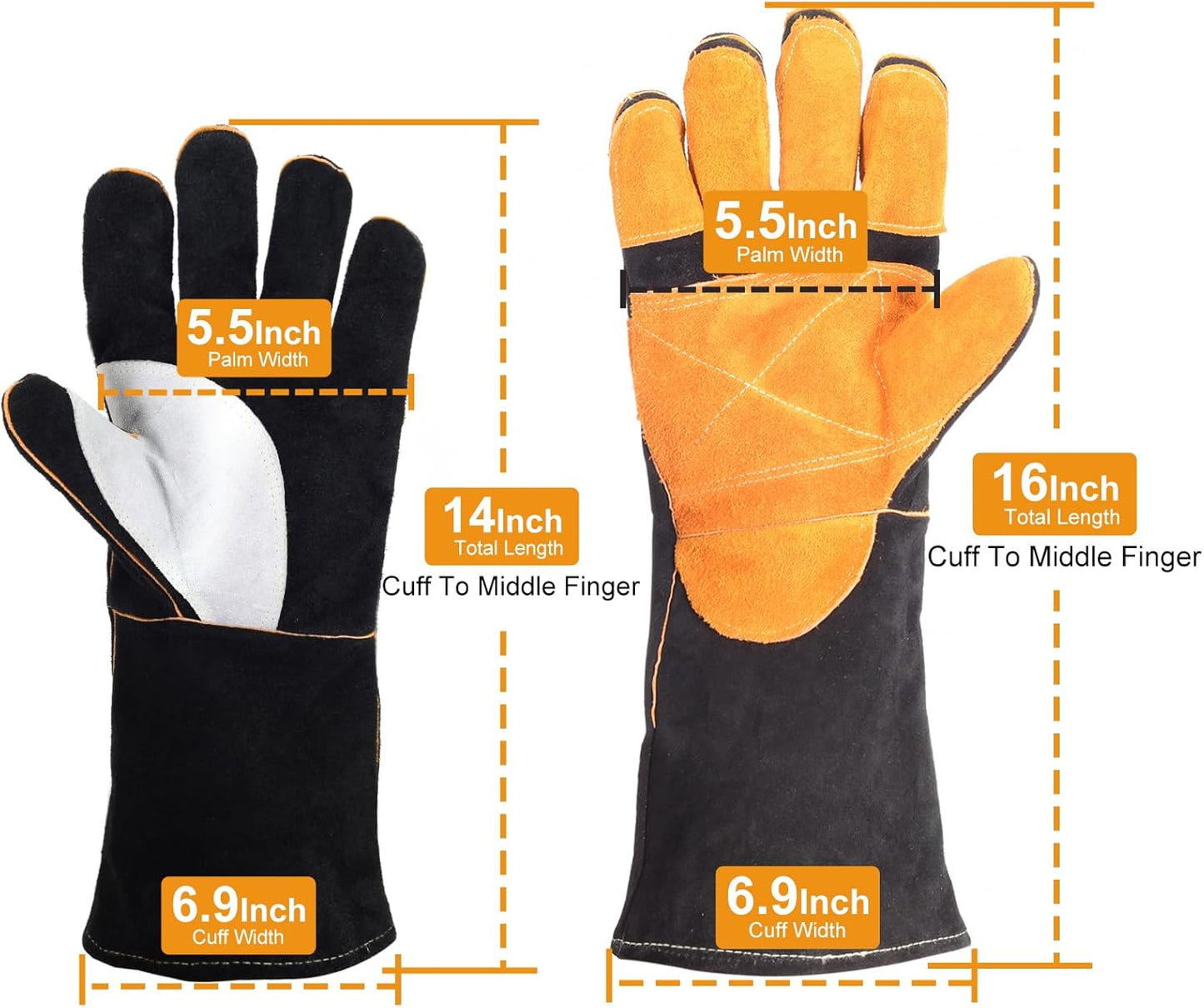 TOPDC Animal Handling Gloves, 16-Inch Bite Resistant & Scratch Proof Arm Sleeves for Dog Cat Grooming, Training, and Vet Visits (Black)