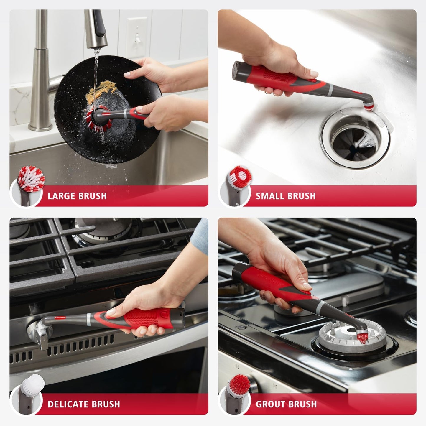 Rubbermaid Reveal Power Scrubber 18-Piece Kit, Cordless Electric Battery Powered Scrub Brush, Water Resistant, for Home/Kitchen/Bathroom/Grout/Tile/Shower/Tub