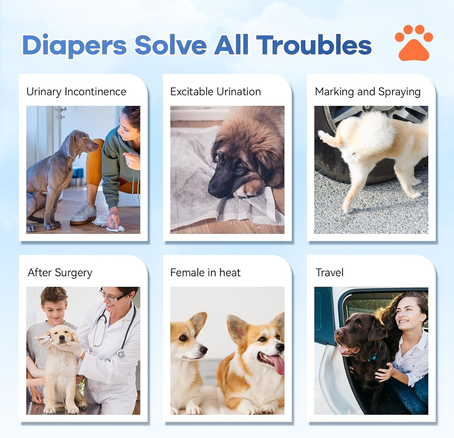 Disposable Dog Diapers Absorbent Soft Puppy Doggie Diapers for Female Dogs with Stretchy Waist Puppy Diaper in Heat Period Excitable Urination (S 10PCS)