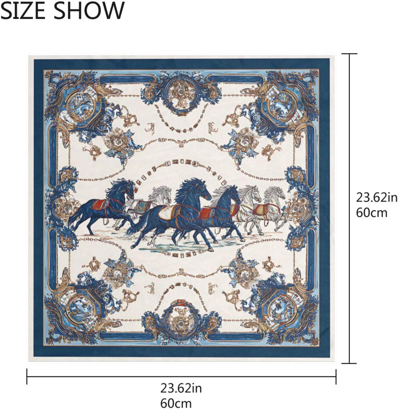 Head Scarf for Women Neck Scarf Horses Print Large Square Satin Wrap Hair Bandana 24" Silk Like Scarves
