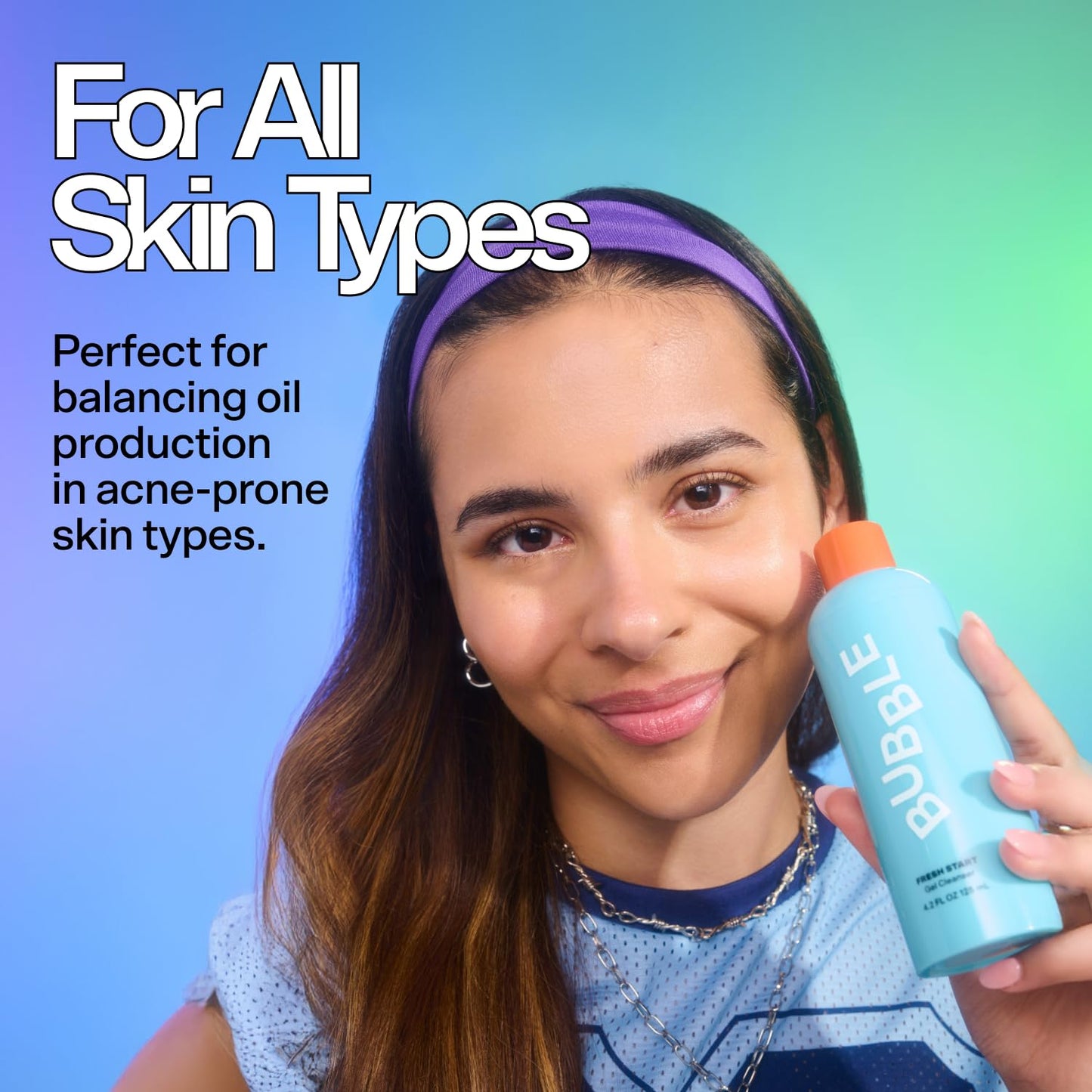Bubble Skincare Fresh Start Gel Cleanser - Gentle Exfoliating Face Wash for Oily Skin - Gel Cleanser with Aloe Vera Juice + Caffeine to Protect and Soothe Complexion - Summer Skincare Essential (50ml)