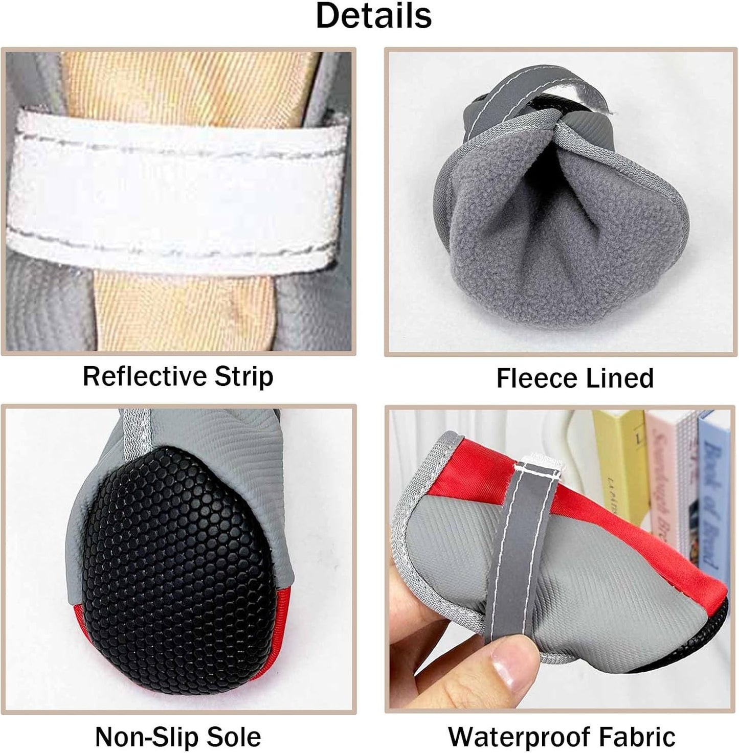 Waterproof Dog Shoes for Winter Rainy Snowy Day,Outdoor Pet Booties & Paw Protectors with Reflective Strip Anti-Slip Sole for Small Medium Dogs_#2(Brown)