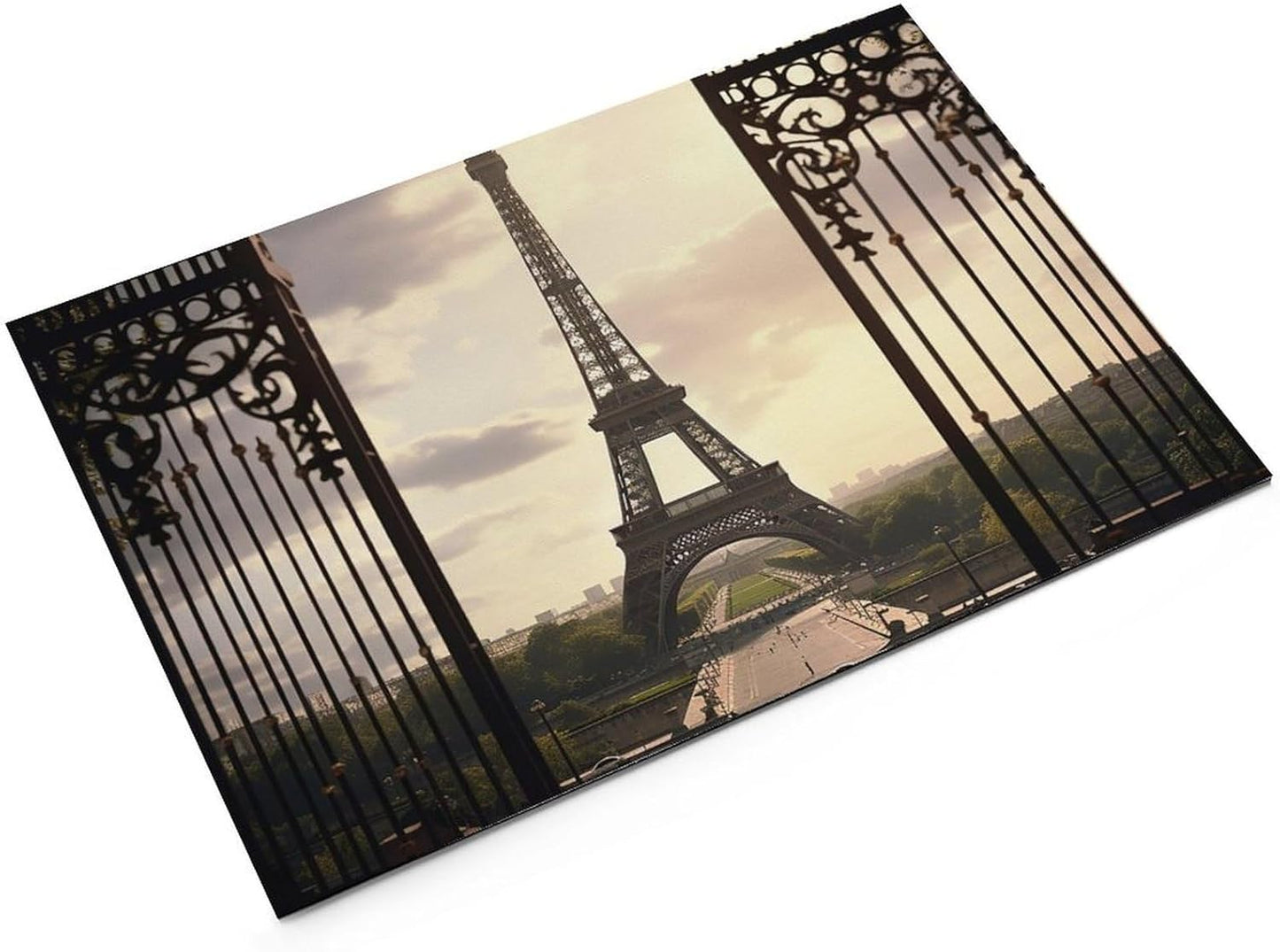 Dog Food Mat Pet Leather Tablecloth Paris Eiffel Tower Pet Feeding Mat Anti-Slip Dog Bowl Mats Absorbent Pet Placemats for Dogs Protect Floor Dogs Pad for Food and Water