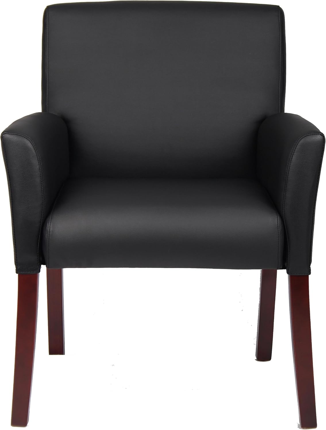 Boss Office Products Box Arm Guest Chair with Mahogany Finish in Black, 250 (B619)