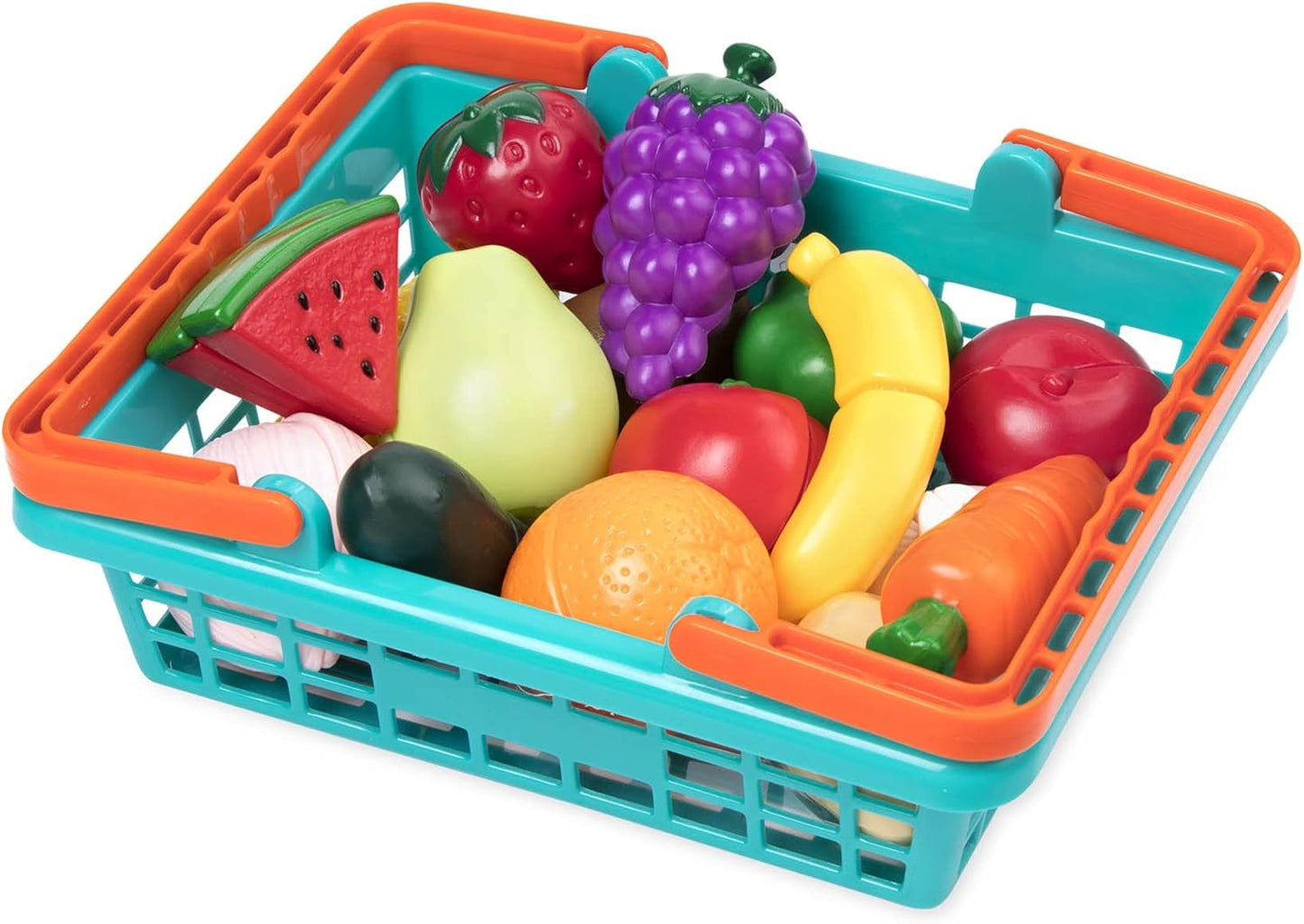 Battat – Play Food for Toddlers with Farmers Market Basket and Chopping Board, Toy Food for Kids Kitchen and Pretend Play for 3+ Years (37 Pieces)