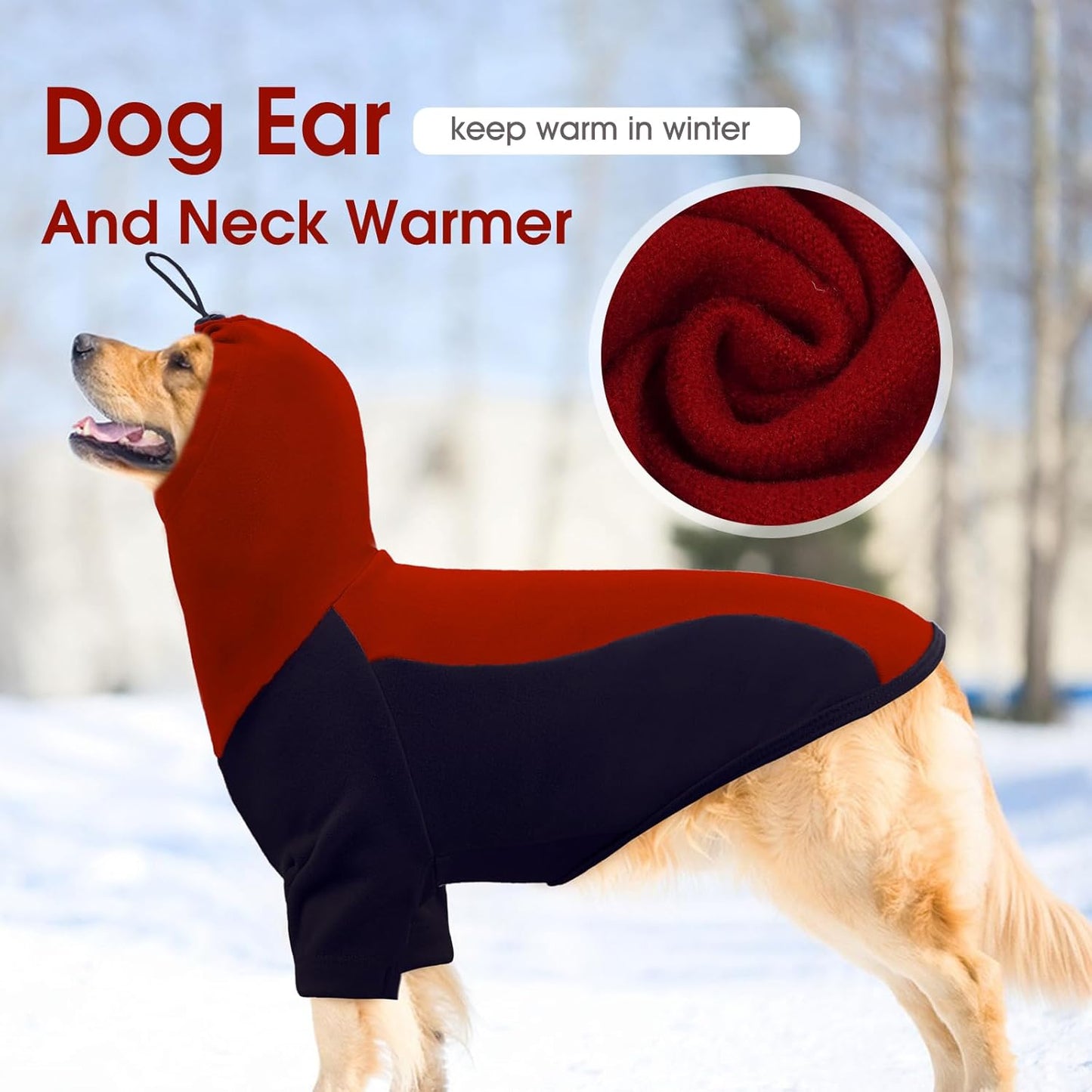 BRKURLEG Warm Dog Hoodie Dog Sweater Dog Anxiety Jacket with Ear Wrap Dog Fleece Shirt Adjustable Quiet Head Cover Sleeves Winter Soft Calming Vests for Dogs and Cats with Earmuffs, Dark Blue XS