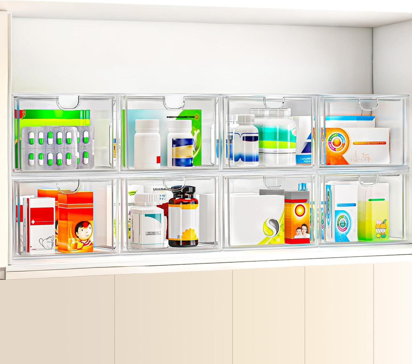 6 Pack Small Stackable Stroage Drawers, Acrylic Bathroom Makeup Organizer, Plastic Storage Bins For Vanity, Undersink, Kitchen Cabinets, Pantry, Home Organization