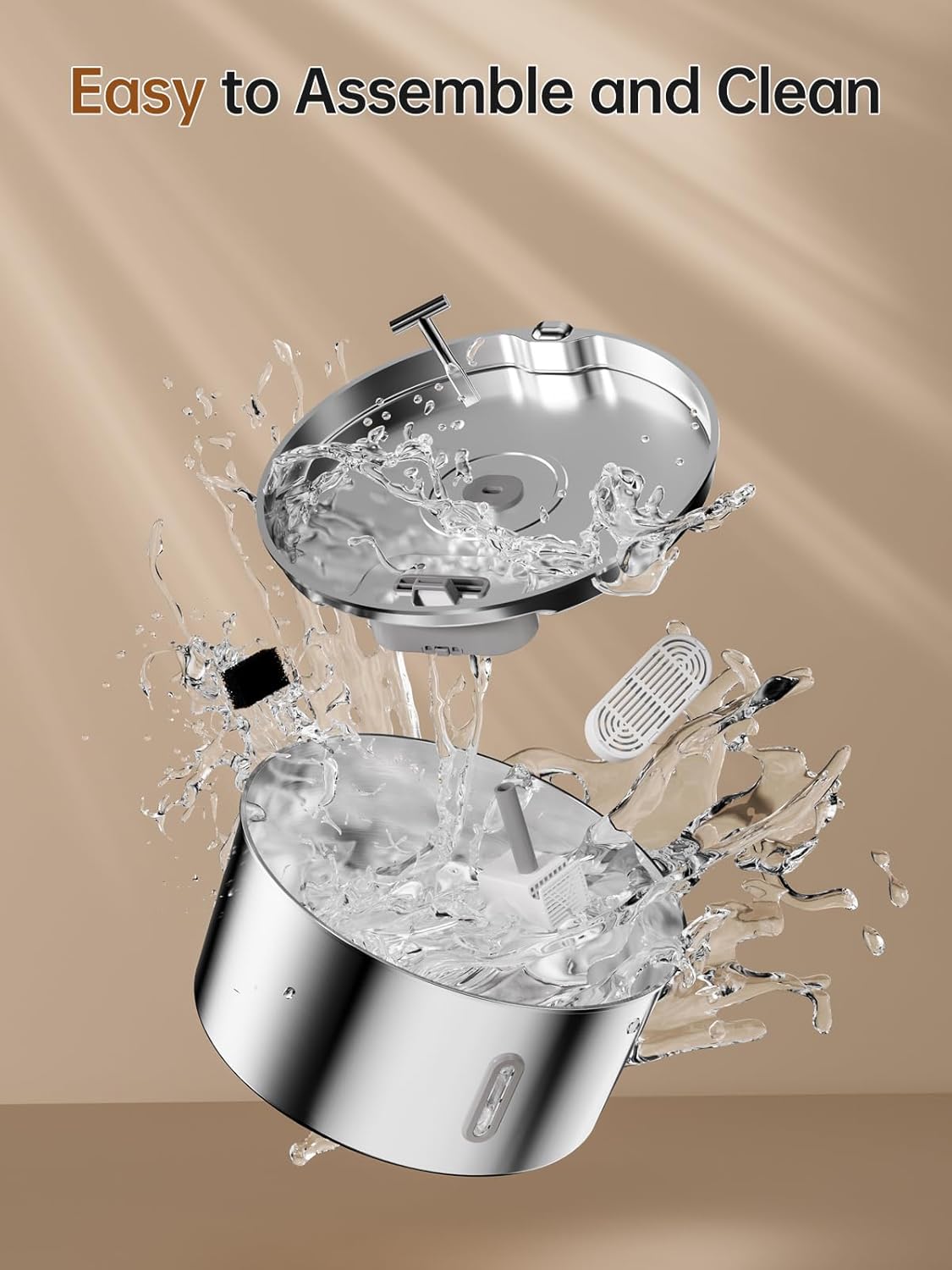 Dog Water Fountain for Large Dogs, 7L/236oz/1.8G Stainless Steel Dog Fountain, Large Automatic Pet Drinking Bowl Dispenser with Quiet Pump, Multiple Filtration, Dual-Stream for Cats and Dogs Indoor
