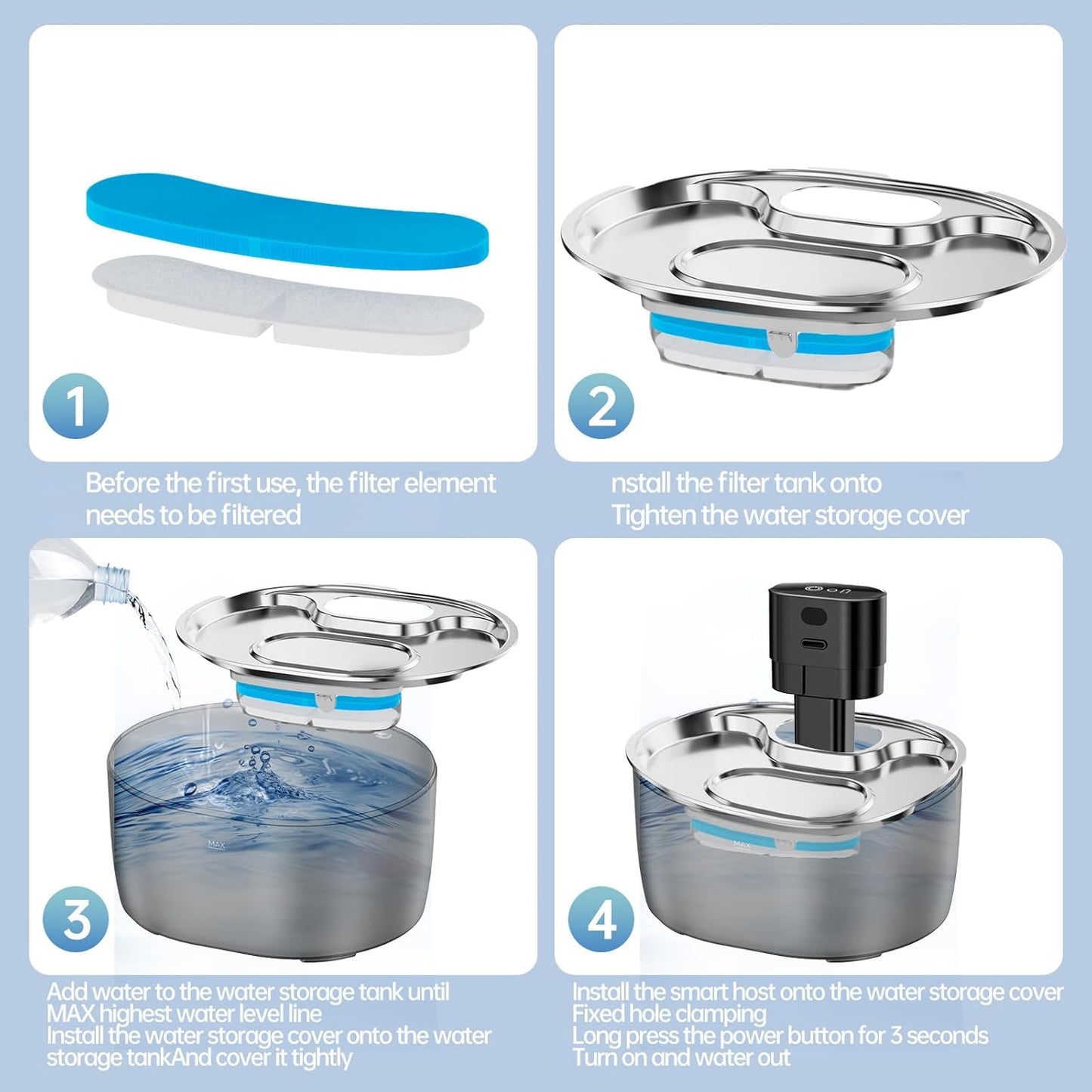 Water Dispenser for Pet Cats and Dog Automatic Fountain Safe Large Capacity Quilet Watering Bowl for Home Fountain for Dog