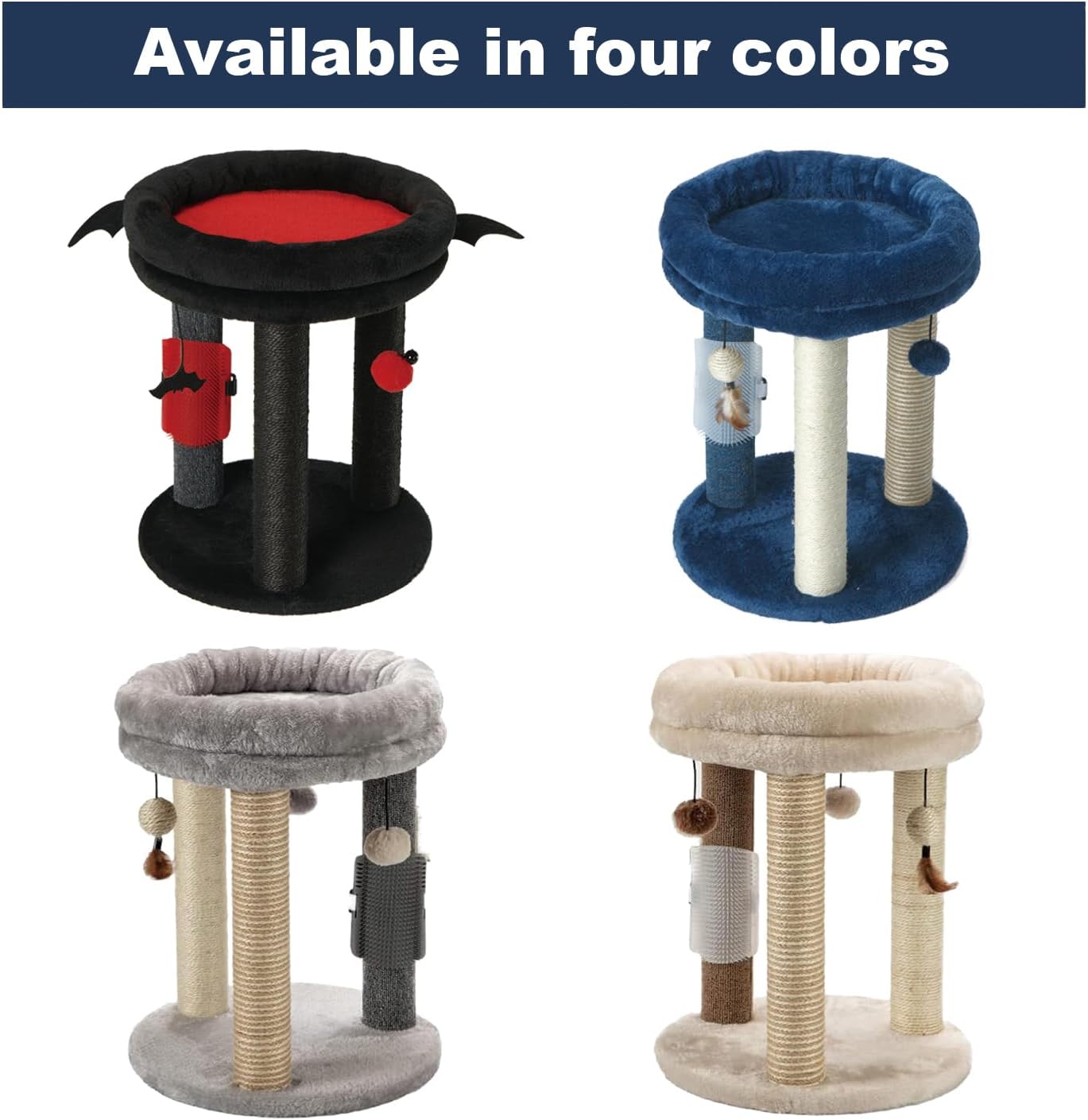 MECOOL Cat Scratching Post Tree with Tower Soft Bed.Natural Quality Sisal Carpet Jute Scratch Posts with Three Hanging Ball Toys and Massage Brush for Indoor Cats and Kittens Blue