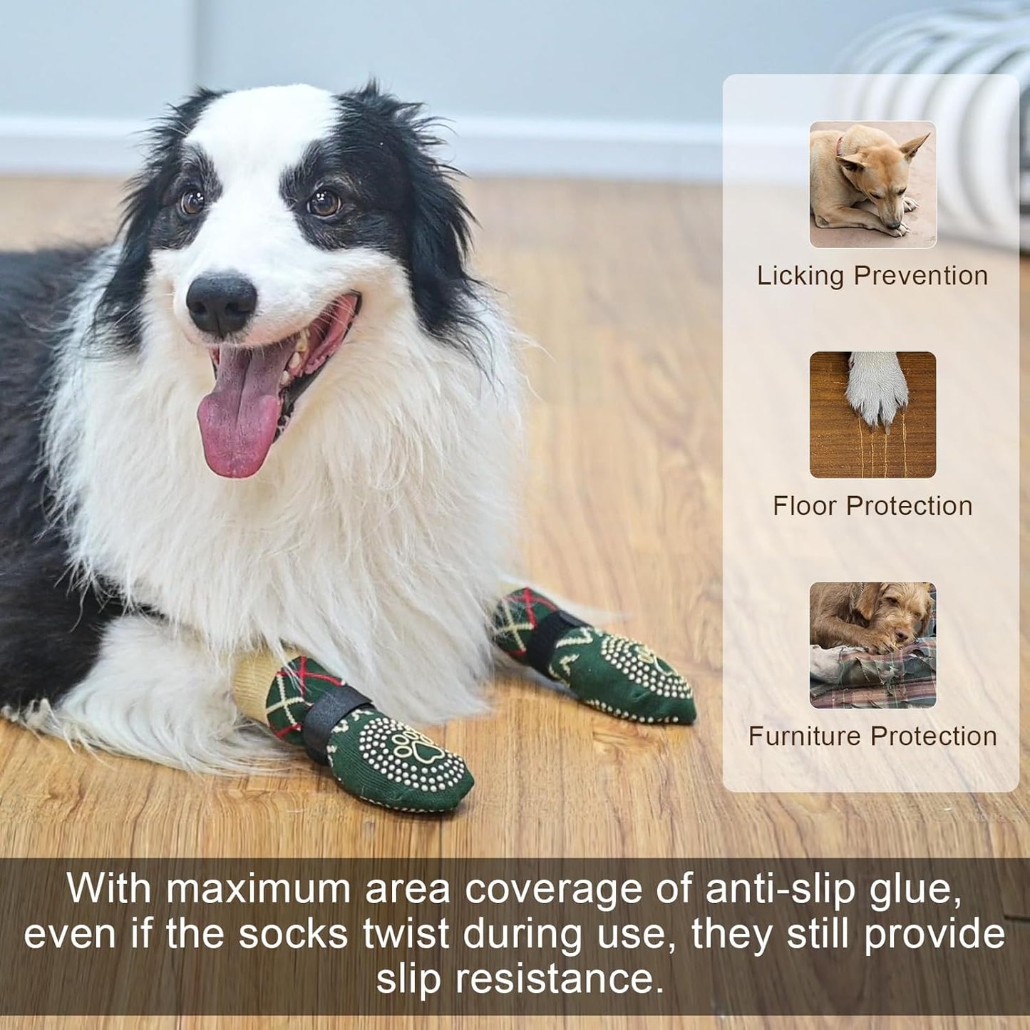 BEAUTYZOO Dog Socks - Anti Lick, Anti Slip, Paw Protector - Size SM