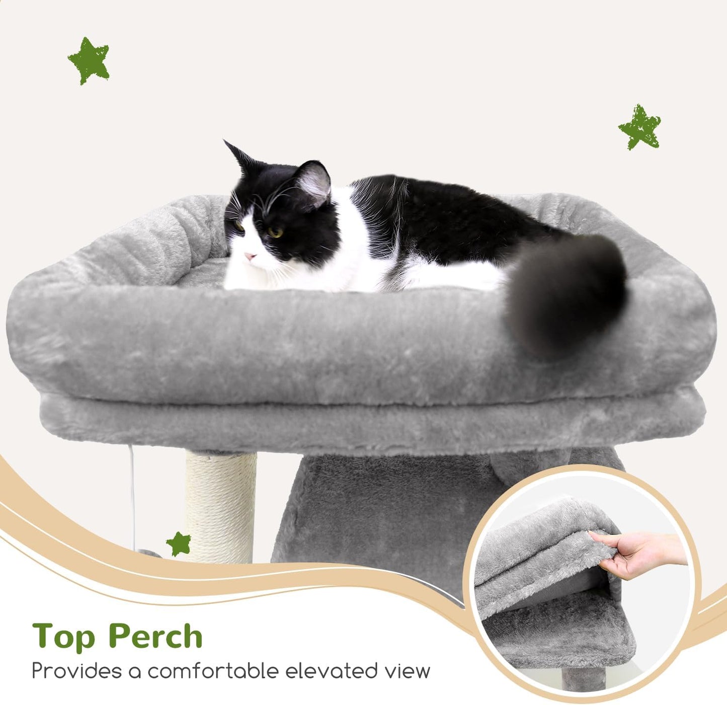 Globlazer Heavy Duty Cat Tree, 70 inch Sturdy Cat Tree for Indoor Cats Extra Large Cat Tower with Scratching Post, Hammock, Cat Condo for Adult Cats Kittens, F70 Pro, Light Grey