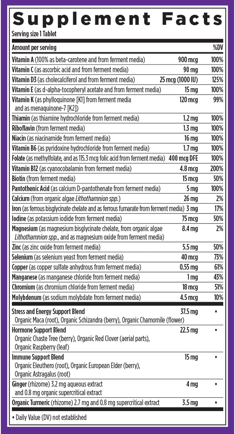 New Chapter Women’s Multivitamin, Iron, B6, B12, Biotin for Hair Growth, D3, Vit C, Zinc for Immune & Stress Support, Gentle on an Empty Stomach, One Daily, Non-GMO, Gluten-Free, 18+, 72 Tablets