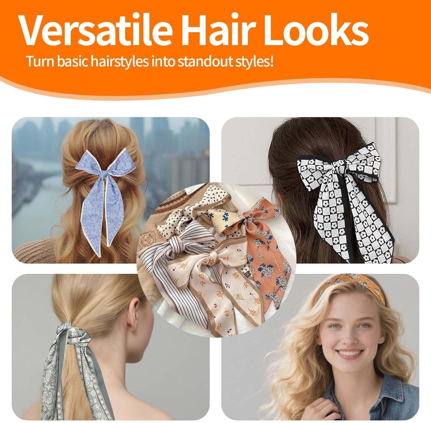 24PCS Fashion Scarves for Women Multifunctional Neck Scarves Purse Scarf Headbands for Bags Hair Accessories