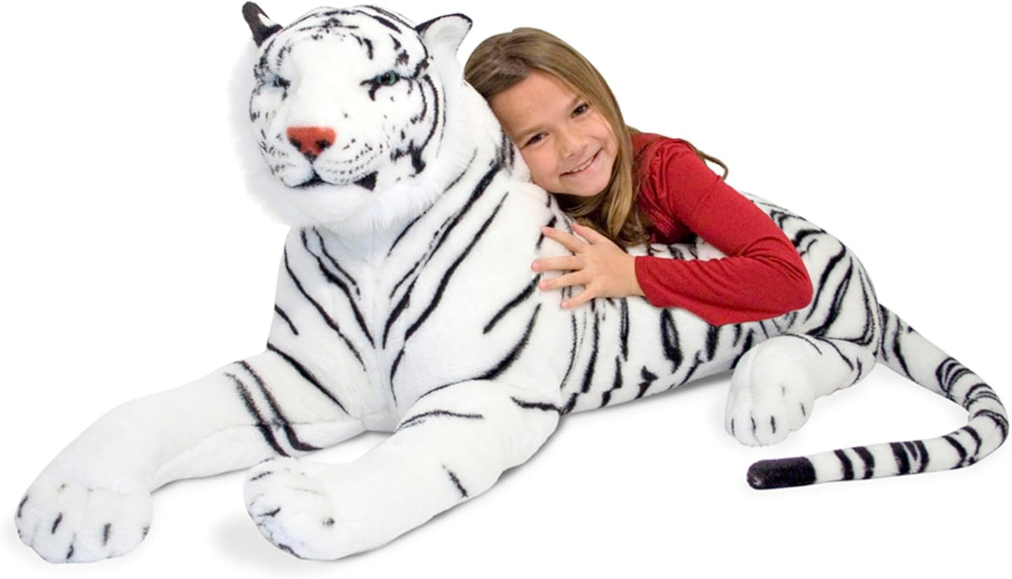 Melissa & Doug Giant Siberian White Tiger - Lifelike Stuffed Animal (Over 5 feet Long)