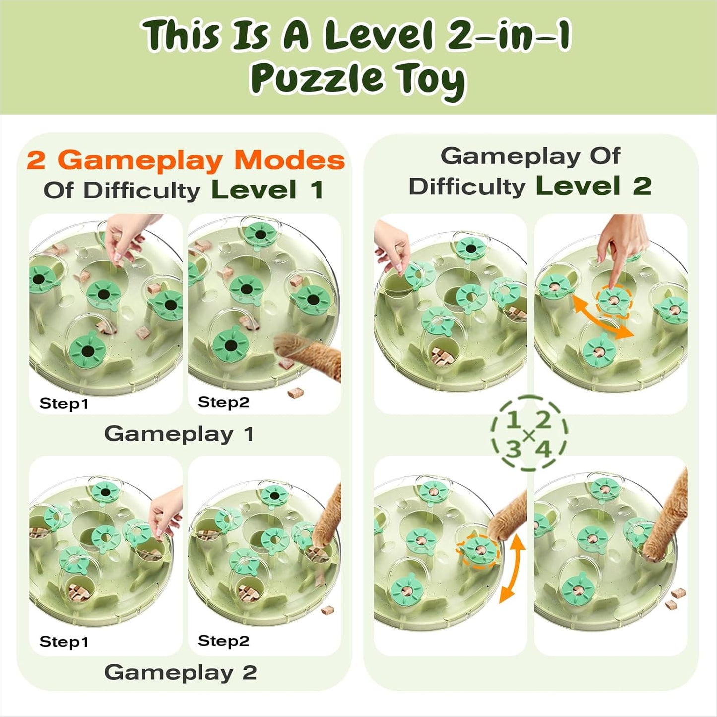 KADTC 2 Ways to Play - Large Size Cat Treat Puzzle Toy U.S. Brand & Design Foraging Balls for Indoor Cats Puzzles Feeder Kitten Stimulating Enrichment Slow Feeding Toys Interactive Brain-Teasing Game