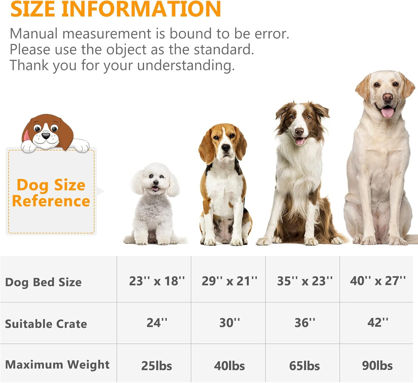 MIXJOY Dog Bed Kennel Pad Washable Anti-Slip Crate Mat for Extra Large Dogs and Cats (42-inch)