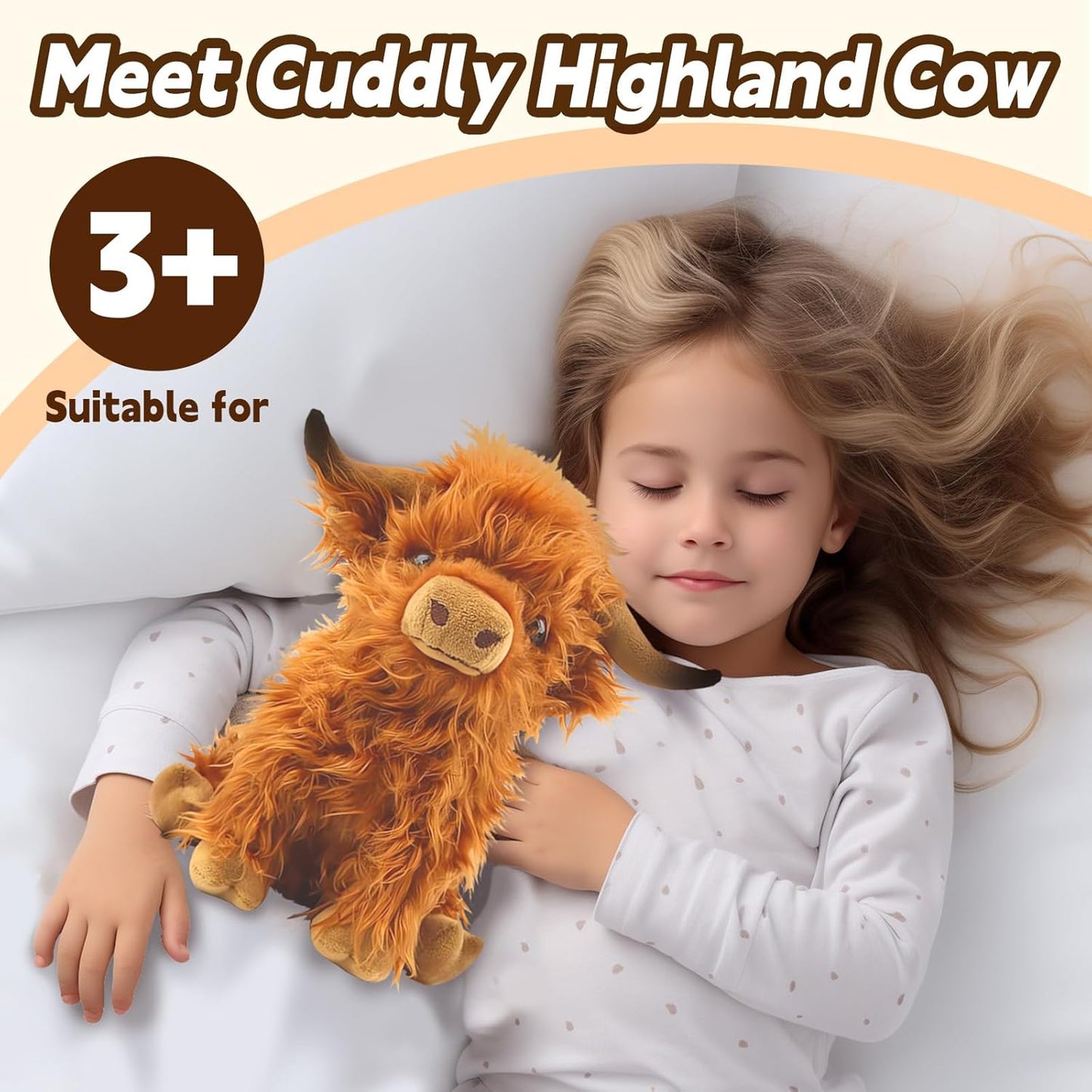 Highland Cow Stuffed Animal Toy, Cute Realistic Highland Cow Plush Toy Fluffy Farm Highland Cow Plushies Decor Gifts for Girls Boys Adults (Brown Highland Cows)