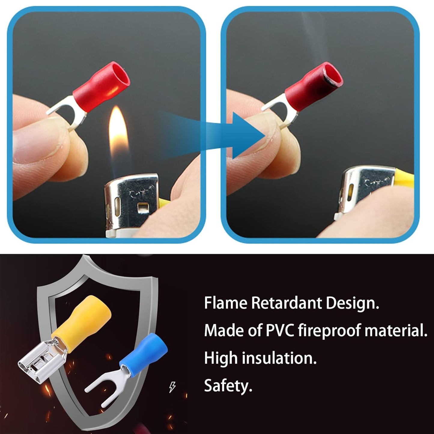 280PCS Crimp Connectors, 2.8mm 4.8mm 6.3mm Male and Female Spade Connector kit, 15 Types Crimp Terminals Electrical Connectors, Electrical Terminals Includes Spade Ring Fork Wire Connectors