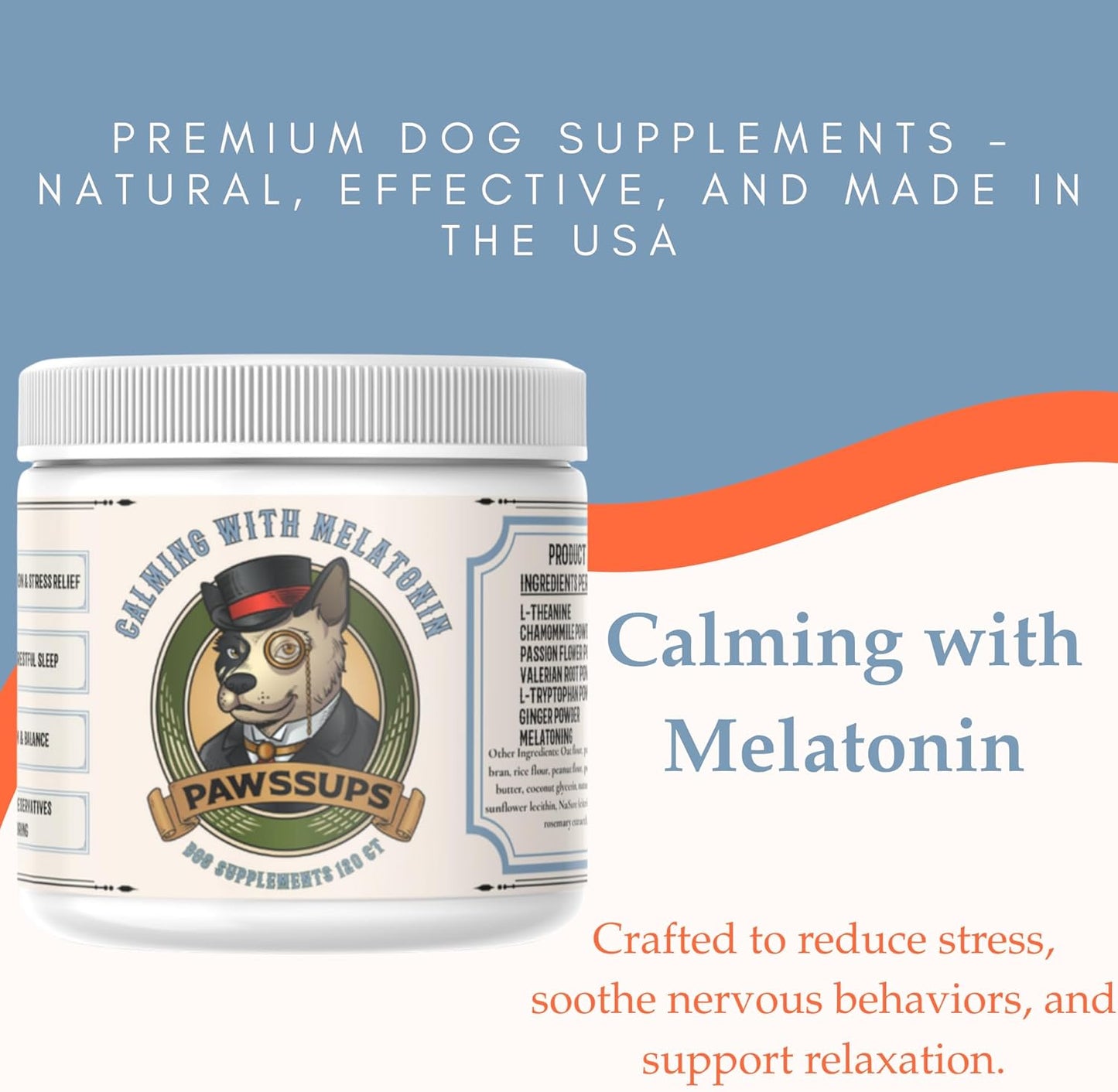 Calming Chews for Dogs – Stress & Anxiety Relief with Melatonin, Chamomile & L-Tryptophan – Soothes Hyperactivity, Separation, Travel & Fireworks – 120 Soft Chews