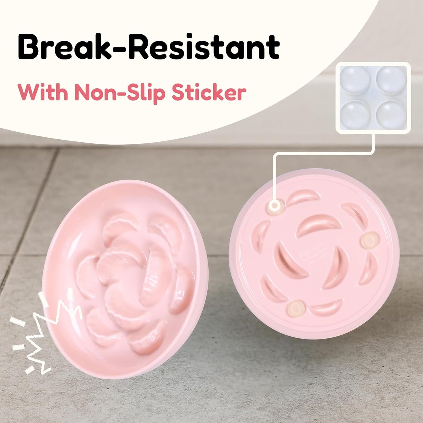 Unbreakable Slow Feeder Bowl - Melamine Puzzle Cat Bowl for Slow Eating - Cat Plates for Wet & Dry Food- Dishwasher Safe & Non Slip Design - (Pink, 1 Pack - 6.3" W*1.5H)