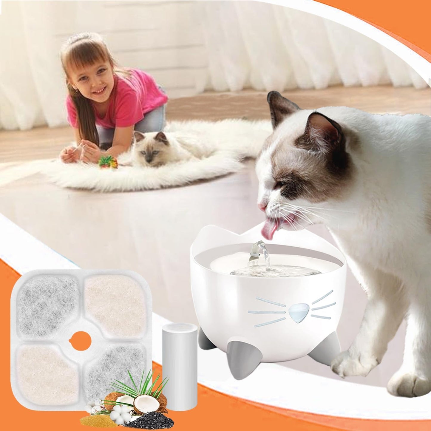 PIXI Cat Water Fountain Filters, Compatible with PIXI Pet Fountain, Pixi Cat Drinking Fountain Filter, Replacement Triple Action Pet Water Filter, 10-Pack, White