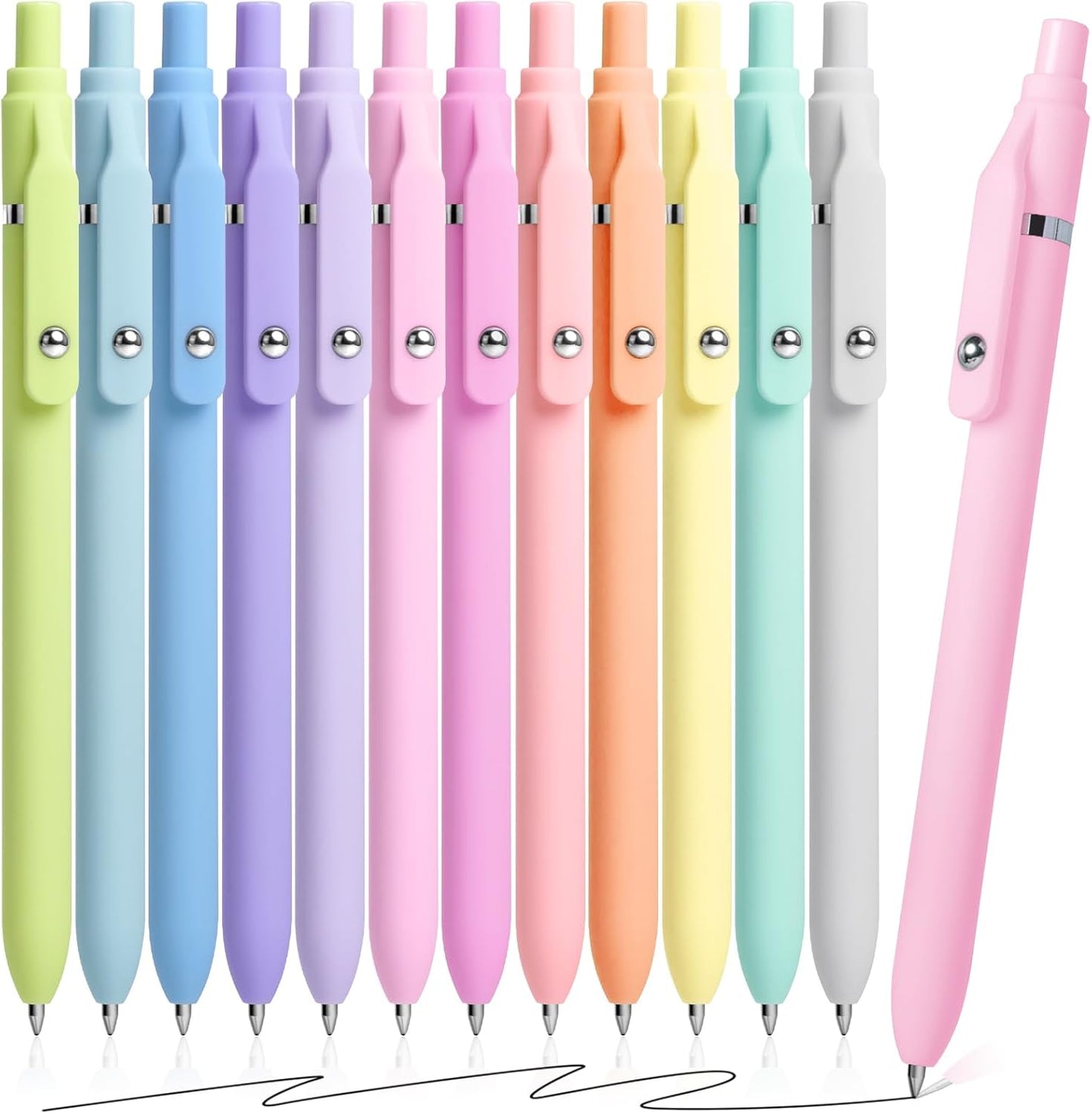 Gel Pens, 12 Pcs 0.5mm Fine Point Aesthetic Pens, Quick Dry No Smudge, Smooth Writing Comfortable Grip Pen, Cute Black Ink Journaling Pens for School Supplies Office Desk Accessories