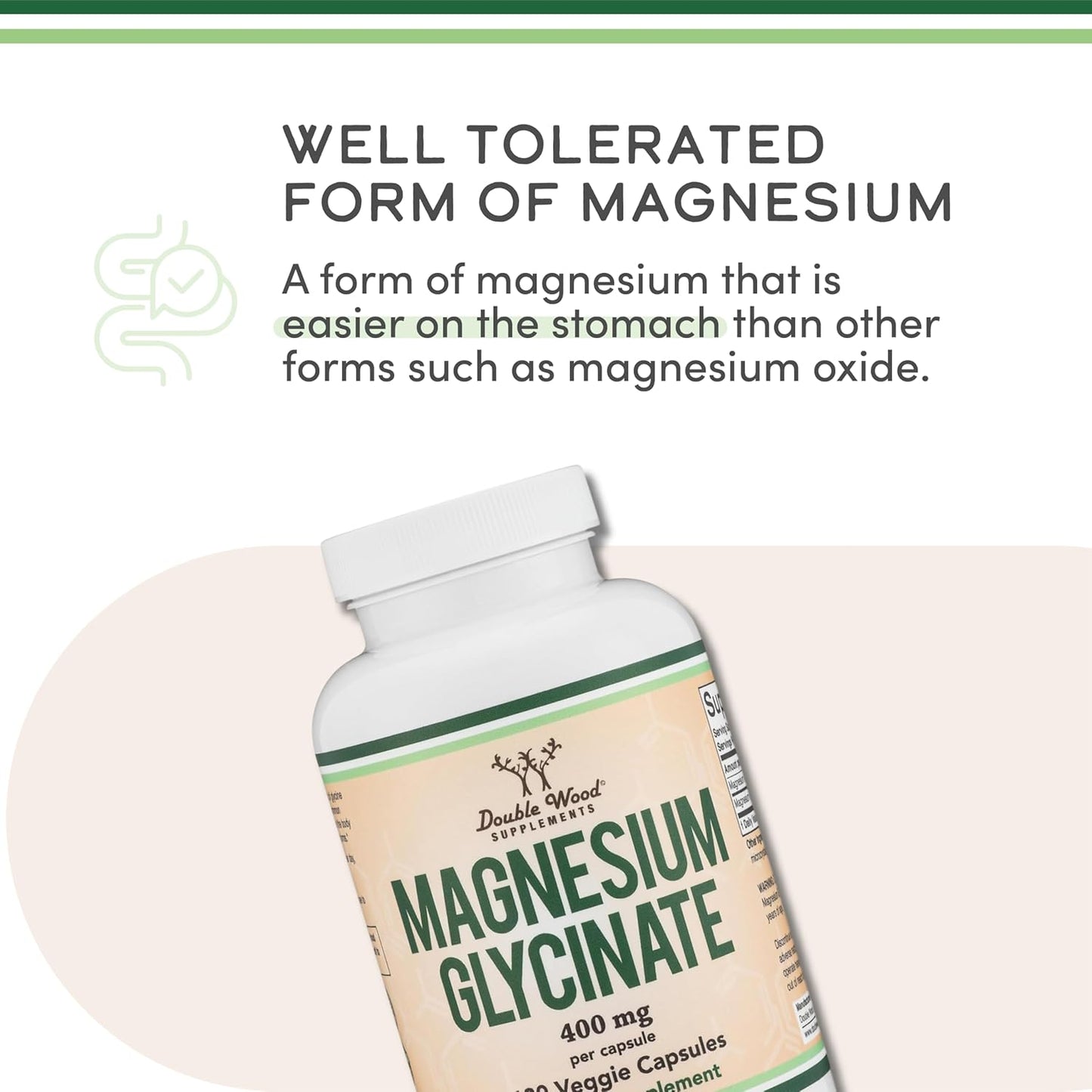 Magnesium Glycinate 400mg | 180 Capsules | Sleep, Muscle, & Heart Support | Vegan, Third Party Tested, Gluten Free, Non-GMO, by Double Wood Supplements