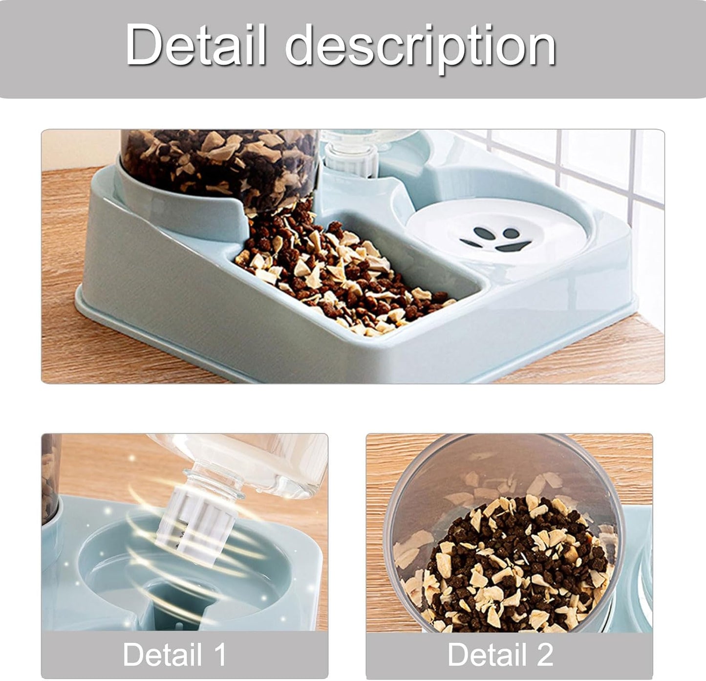 Pet Automatic Waterer Feeder Food Container Bowl Water Fountain 2 in 1 Large Dog Water Feeder Feeders