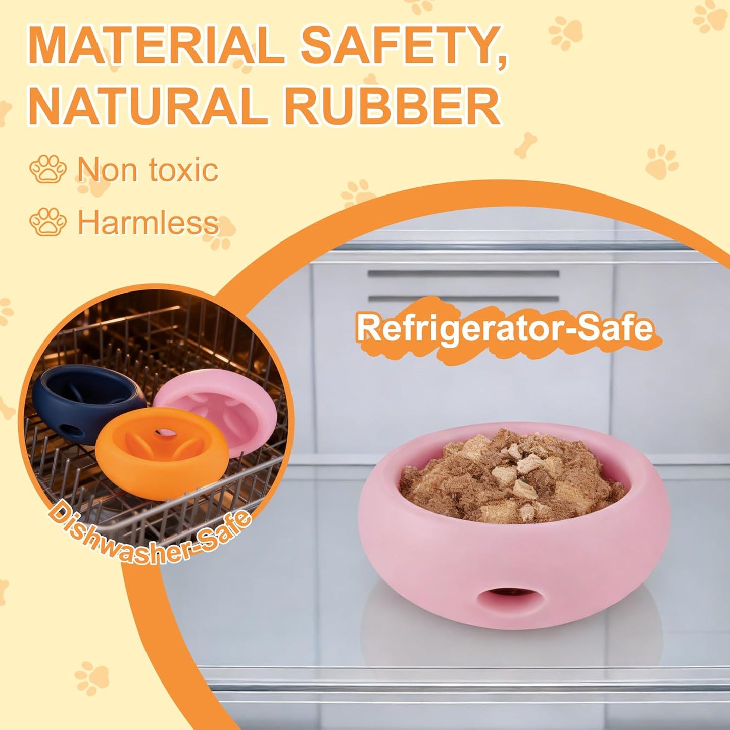 Dog Enrichment Toys, Durable Silicone, Interactive Engagement Slow Feeder Dog Bowls, Pink