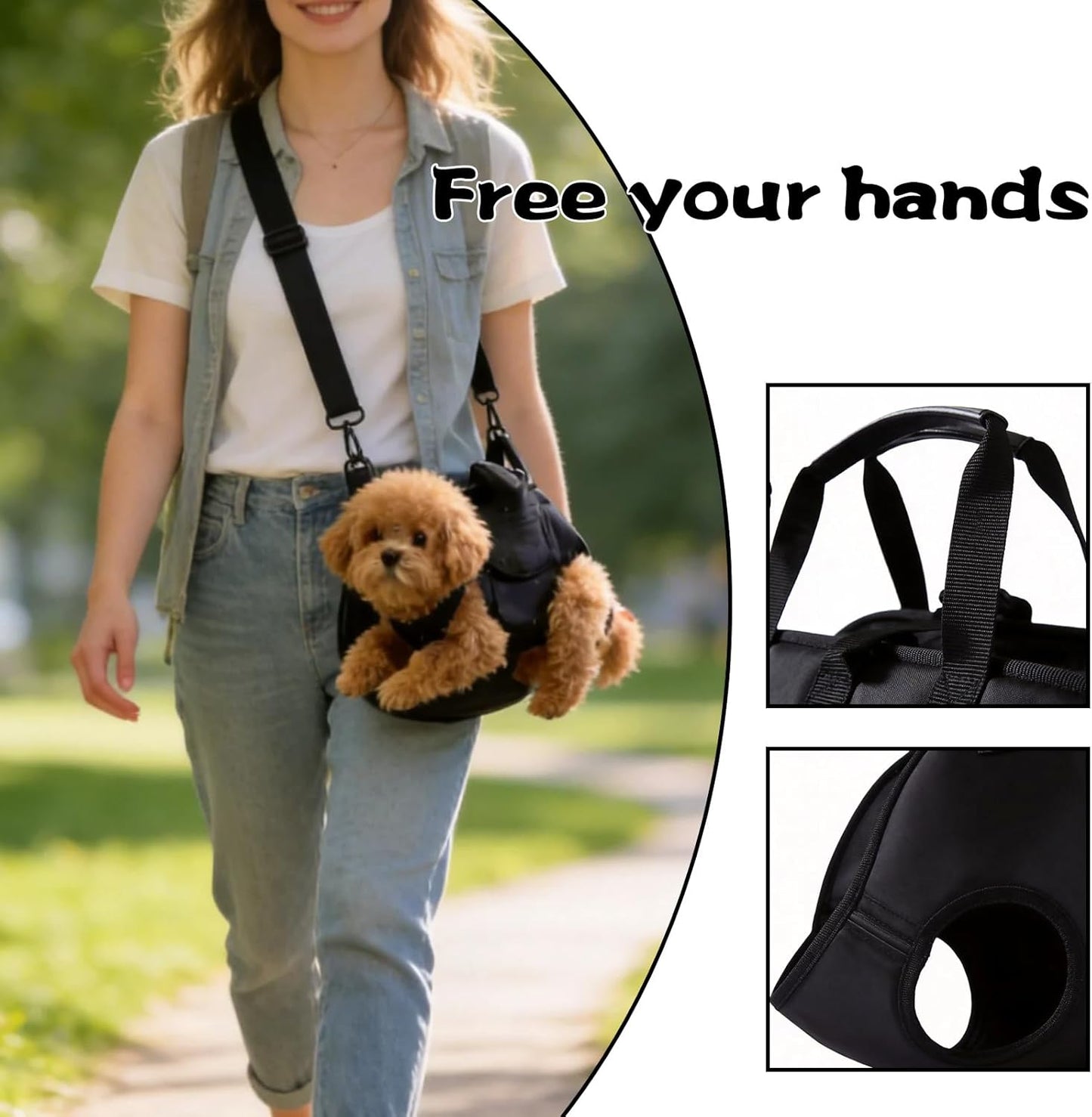 Dog Lift Harness & Dog Sling for Small Dogs – Portable Support & Comfortable Carrier(Small Black)