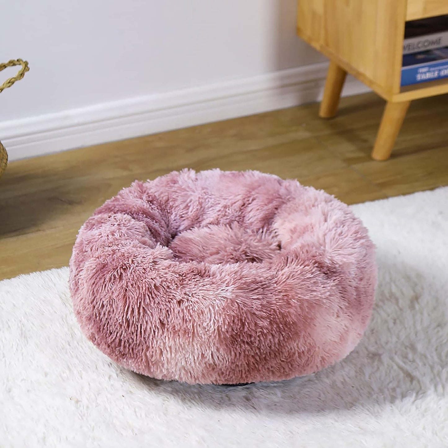 Dog Beds Calming Dog Bed Fluffy Donut Cuddler Cat Bed Round Donut Pet Bed for Cats and Small Dogs Cozy Soft Indoor Cat Pet Cushion Bed,10,S