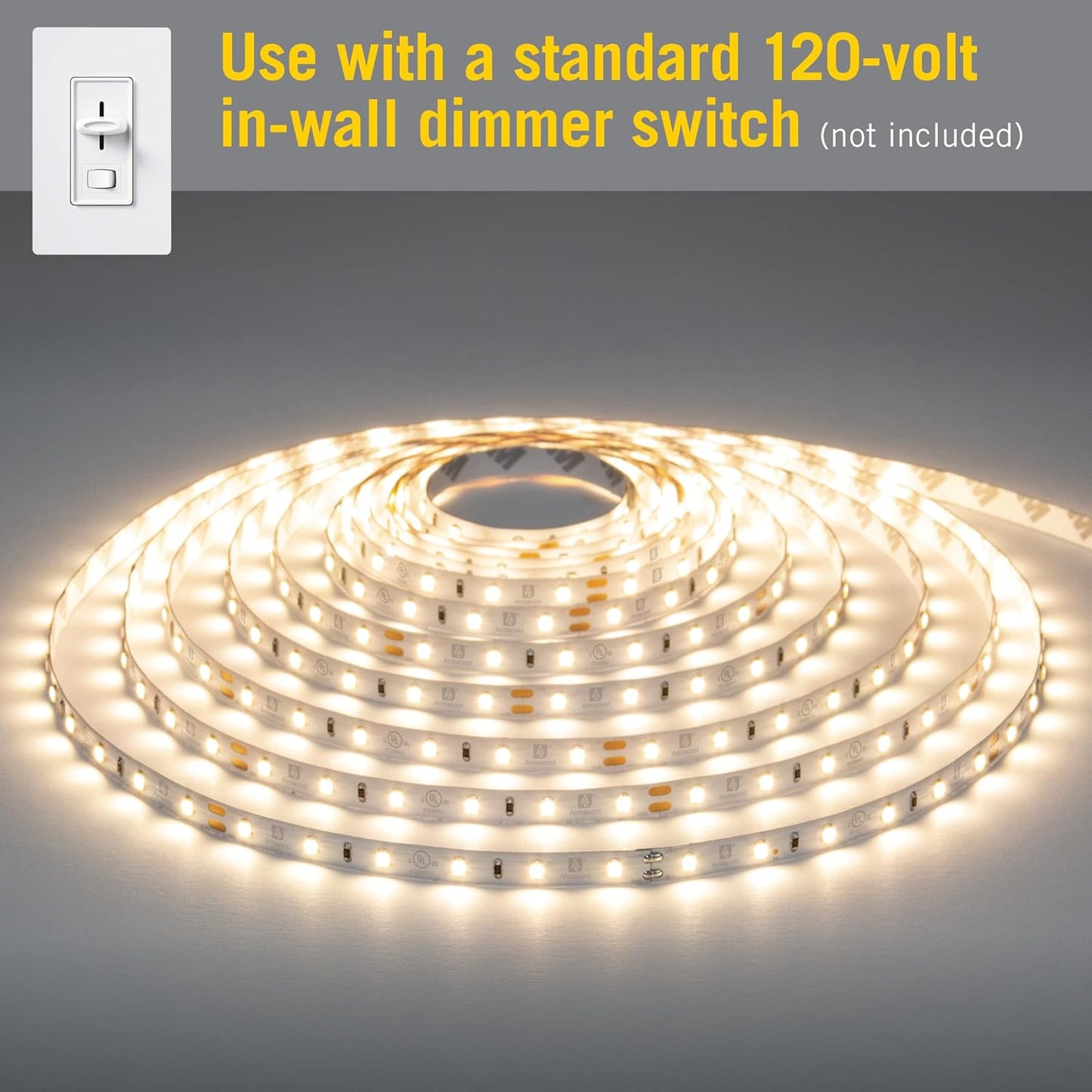 Armacost Lighting 421502 Ribbon Flex Home LED Tape Light Kit, 16 ft, AC Dimmable (3000K) 300 LED Lights
