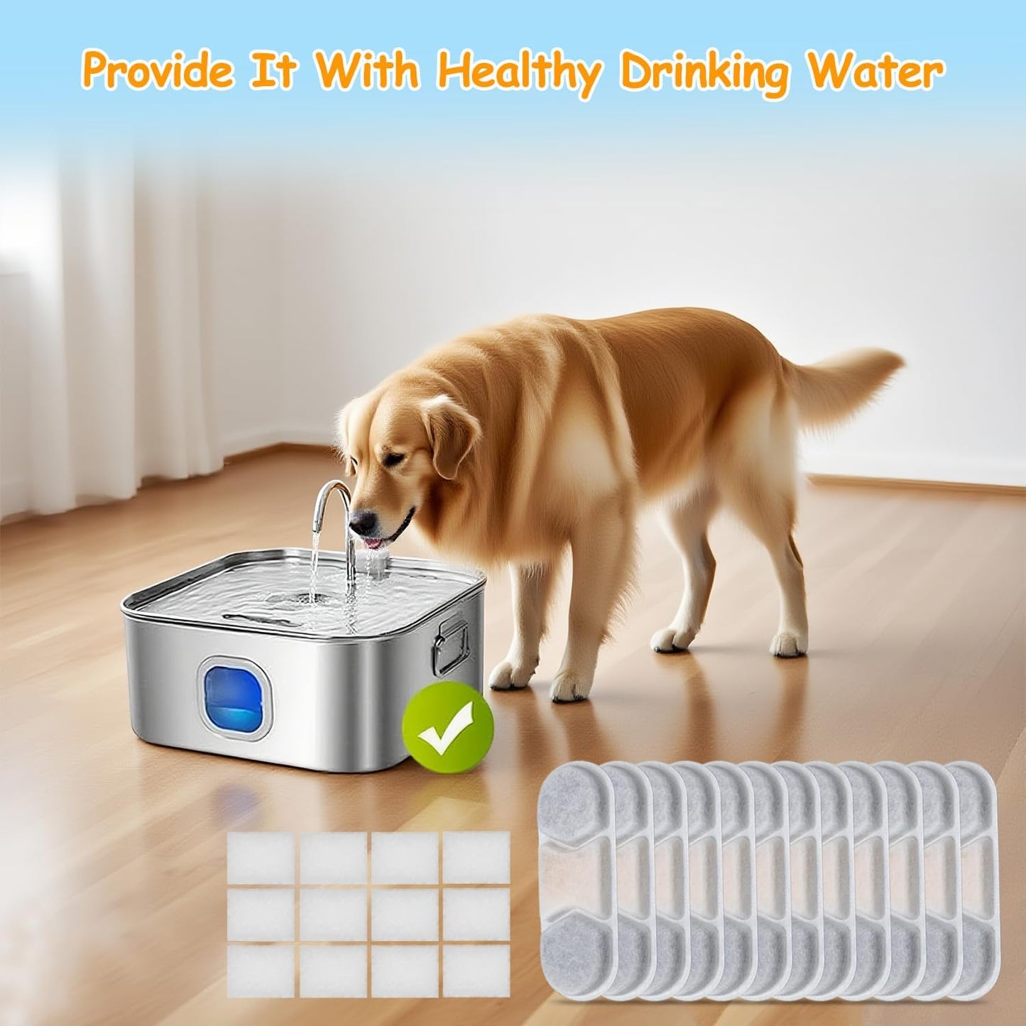 16 Pack Dog Water Fountain Filters Fit for WF120 Large Dog Water Bowl Dispenser 410oz/3.2Gal/12L Automatic Pet Fountain