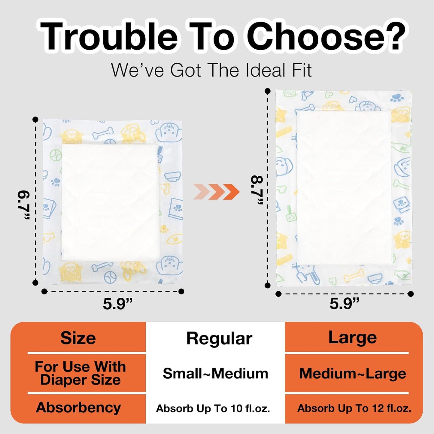 Dog Diaper Liners for Male and Female Dogs(100ct), Super Absorbent Disposable Doggie Period Booster Dog Diaper Inserts fit Most Reusable and Washable Pet Belly Band and Wraps