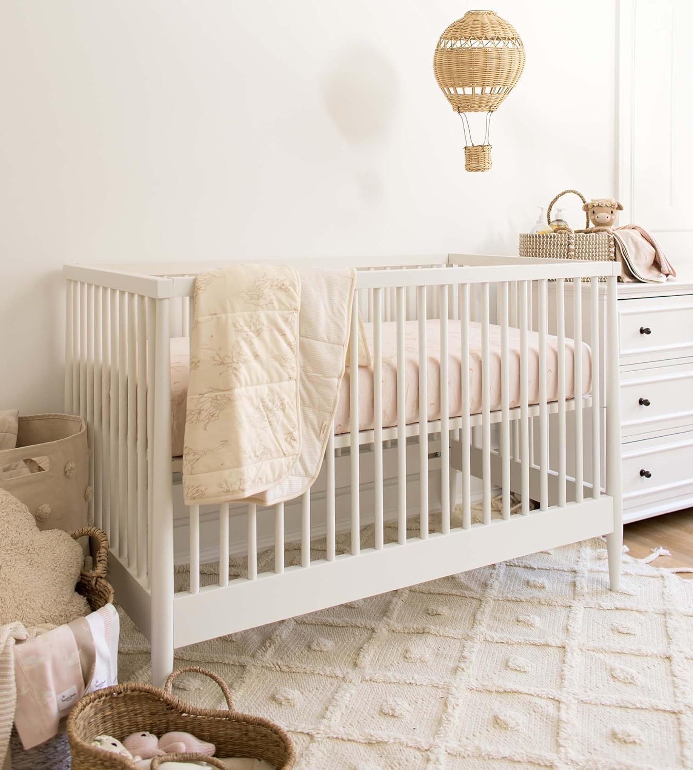 Burt's Bees Baby Reversible Blanket, Nursery, Stroller & Tummy-Time Organic Jersey Cotton Quilted Infant & Toddler Bedding