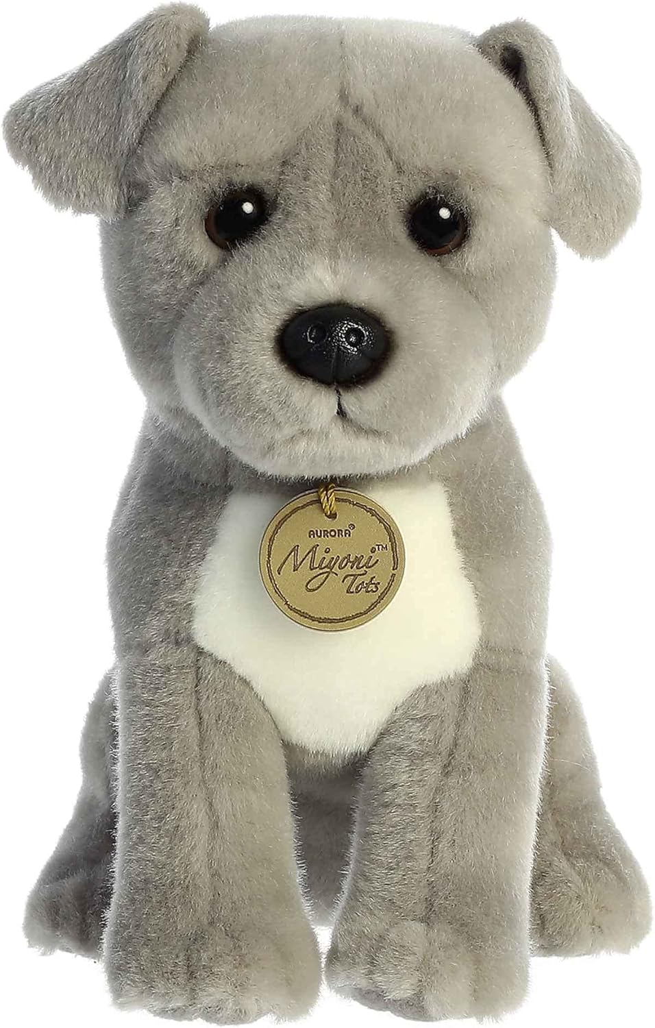 Aurora® Adorable Miyoni® Tots Pit Bull Puppy Stuffed Animal - Lifelike Details Make a Cherished Companion - Perfect for Decorating Bedrooms or Classrooms - Gray 8 Inches