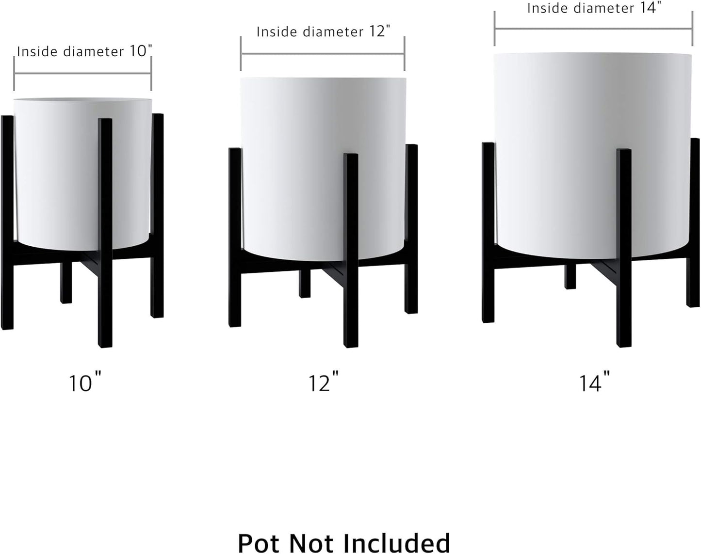 FaithLand Mid Century Plant Stand Indoor Outdoor(Plant Pot Not Included), Holds Planters with a Maximum Width of 14 Inch, Metal Planter Stand, Potted Plant Holder, Black - Width Not Adjustable