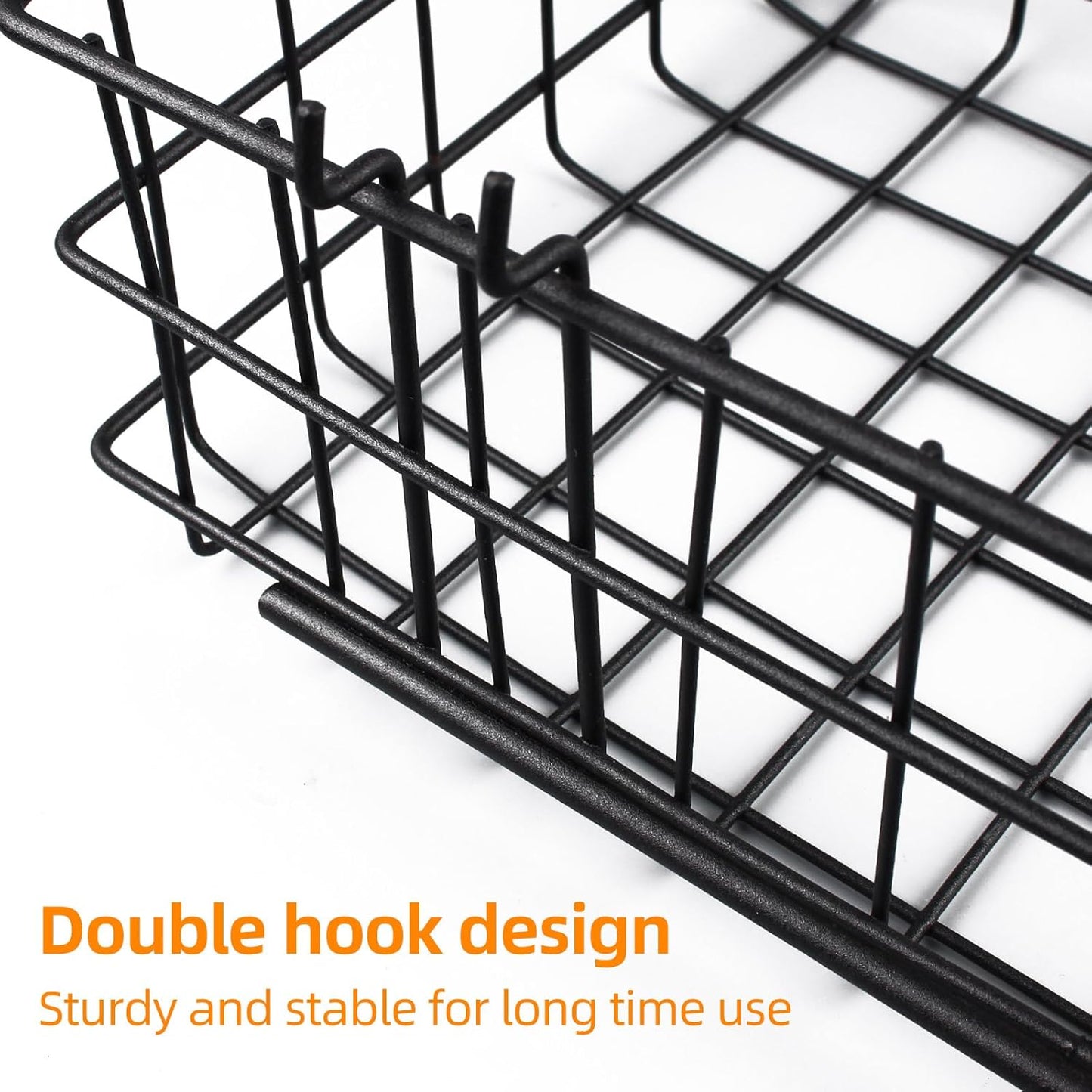4 Pack Pegboard Baskets Hooks Set, Square Style 4 Size Peg Board Organizer Basket Bins Accessories for Workbench,Garage Storage,Tool Hanger