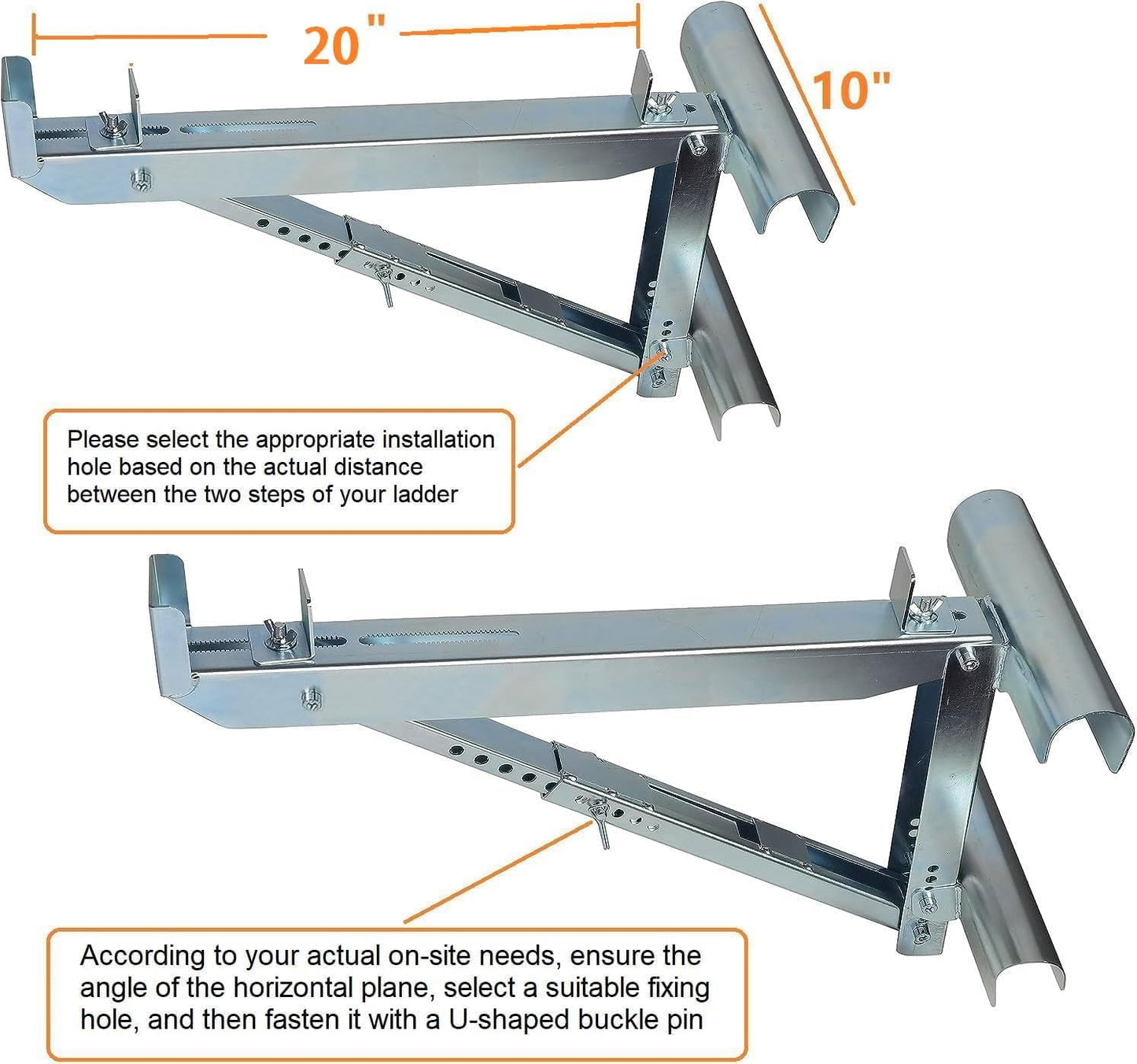 Ladder Jacks 2 Pack Scaffolding Platform Bracket - Two-Rung Short Body Extension Ladder Jack for Working 20 inch Stage