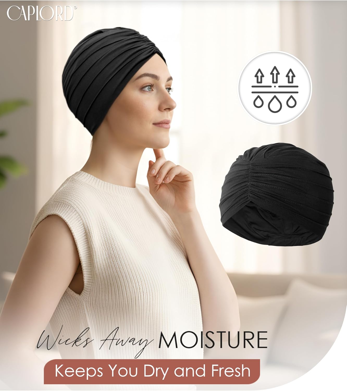CAPLORD Chemo Cap, Soft Hat for Hair Loss, Headwear for Chemo Patients, Turban Beanie for Cancer Alopecia, Head Cover, Hijab