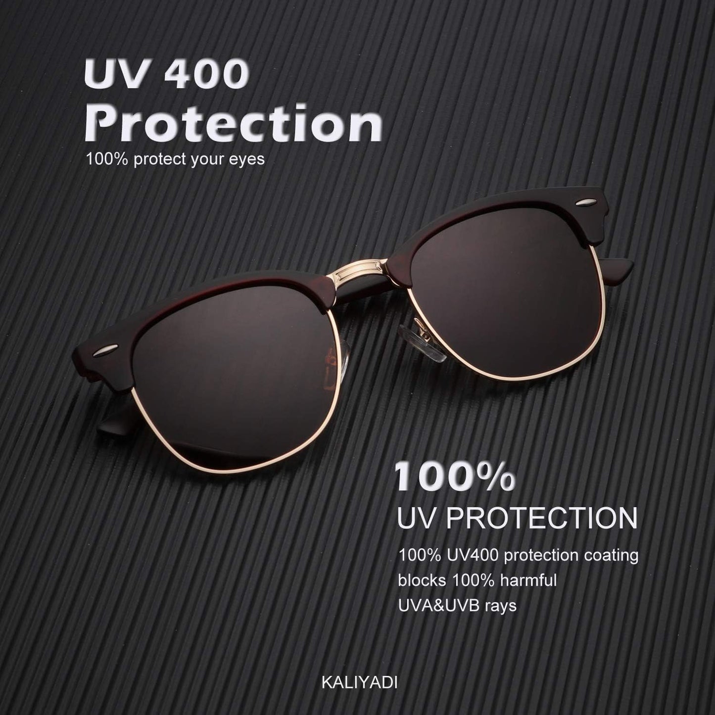 KALIYADI Sunglasses Men Polarized Sunglasses for Men Women Unisex Semi-Rimless Frame Retro Driving Sun Glasses UV Blocking