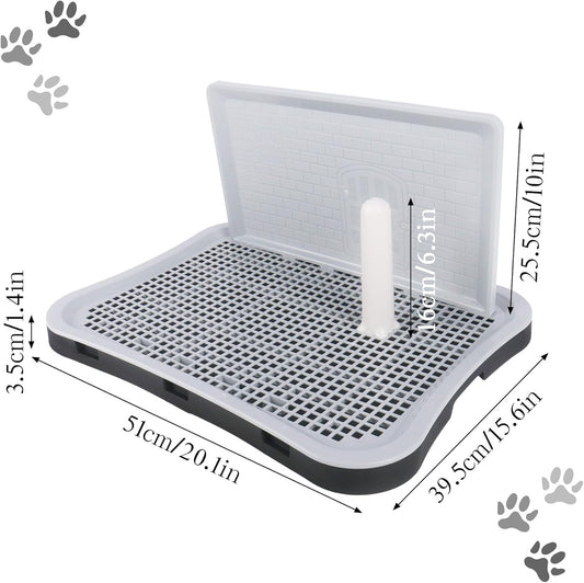 Pee Pad Holder, Puppy Pad Holder, Indoor Dog Potty with Splash Guard & Center Post, Pee Pad Holder for Small and Medium-Sized Dogs 20.1"X15.5" (Gray)