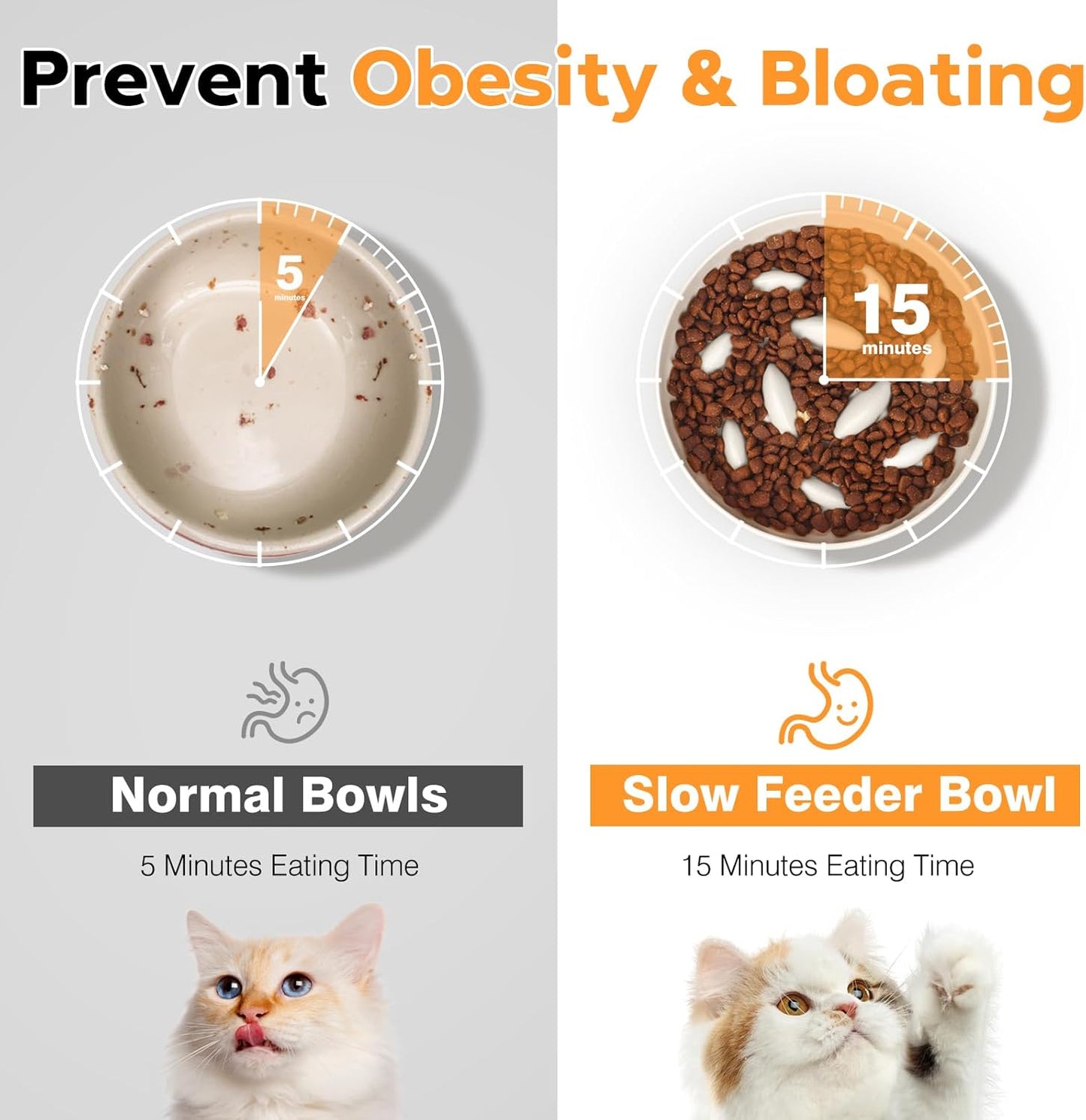 Cat Slow Feeder Bowl, Cat Food Bowl with Fish Pool Design, Healthy Eating Diet Pet Bowl, Interactive Puzzle Feeder Dish for Cats, Non-Slip Anti Gulping Cat Bowl for Dry and Wet Food