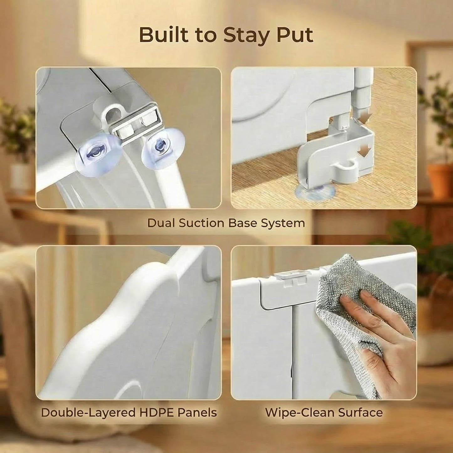 Dog Playpen for Small Dogs, 4-Panel Compact Indoor Puppy Playpen, 24" Tall Non-Toxic Premium HDPE Panels, 30"x30"x24", Stable on Smooth Floors, Tool-Free Setup (White)